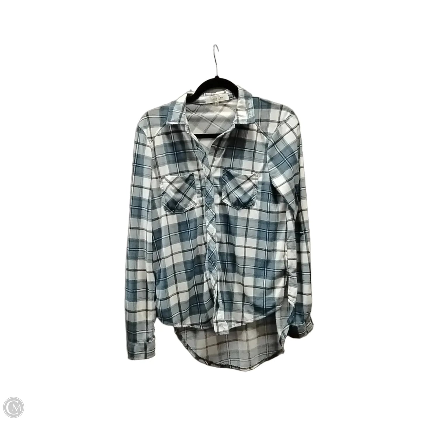 Top Long Sleeve By Eden & Olivia In Blue & White, Size: S