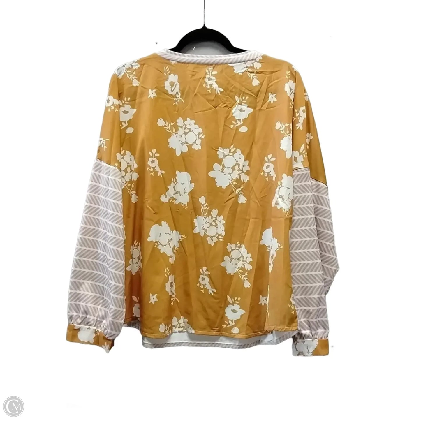 Blouse Long Sleeve By Clothes Mentor In Orange & White, Size: L