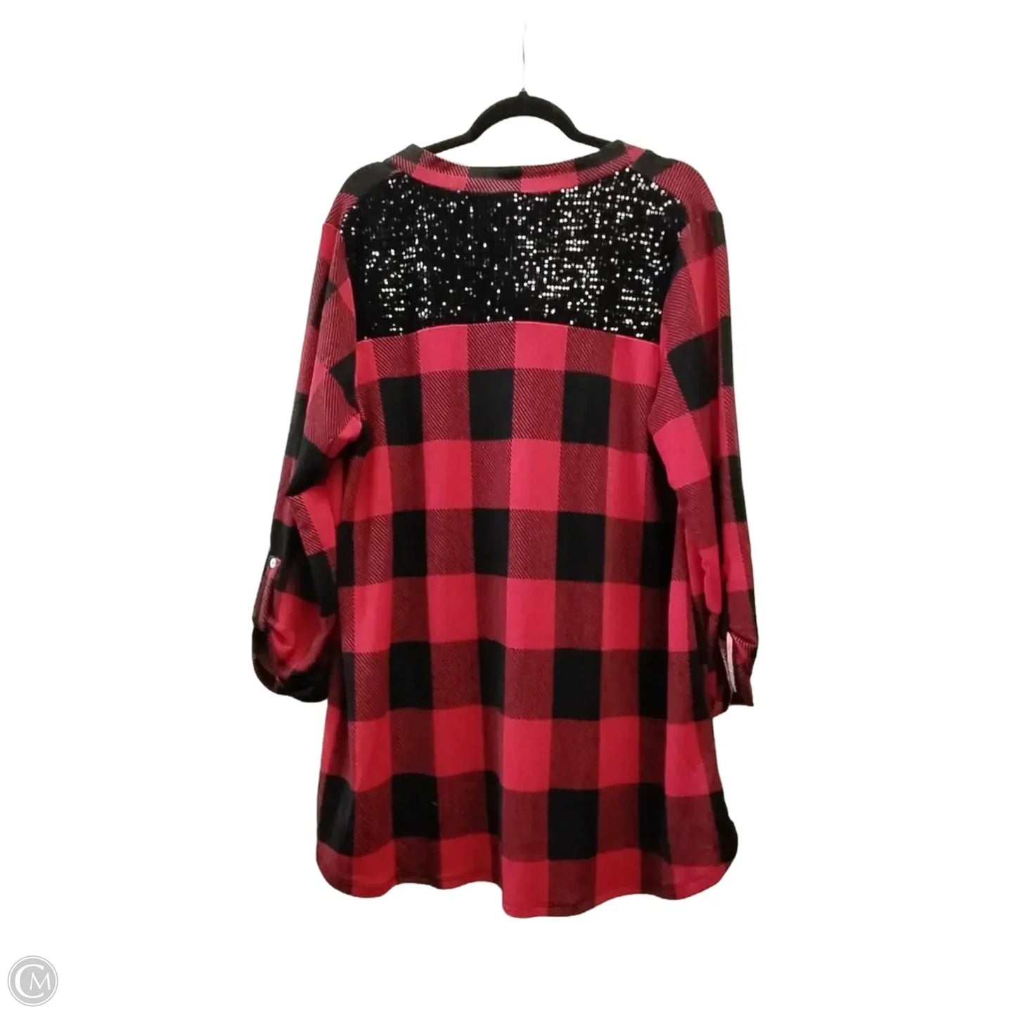Top Long Sleeve By Clothes Mentor In Checkered Pattern, Size: 3x