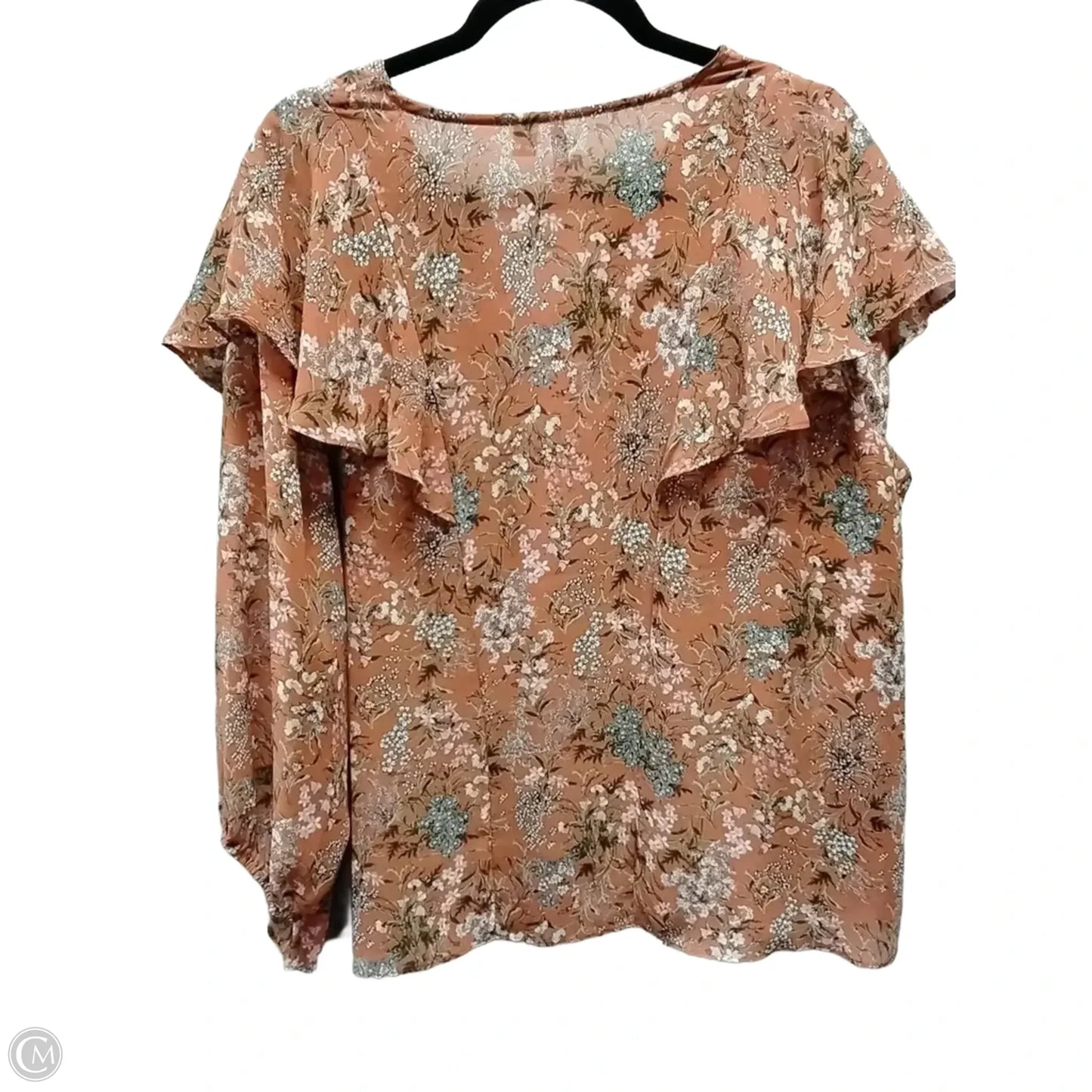 Blouse Long Sleeve By Cato In Floral Print, Size: 18