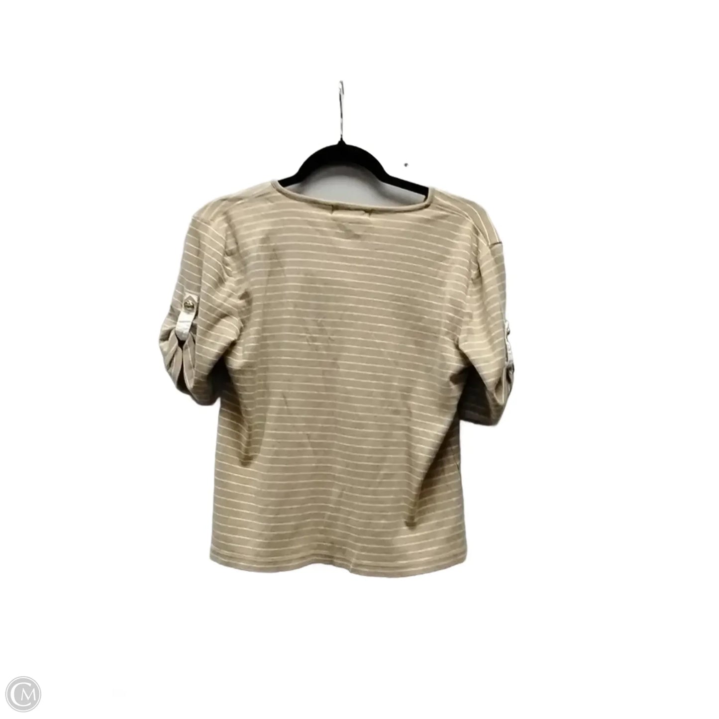 Top Short Sleeve By Lauren By Ralph Lauren In Tan & White, Size: M