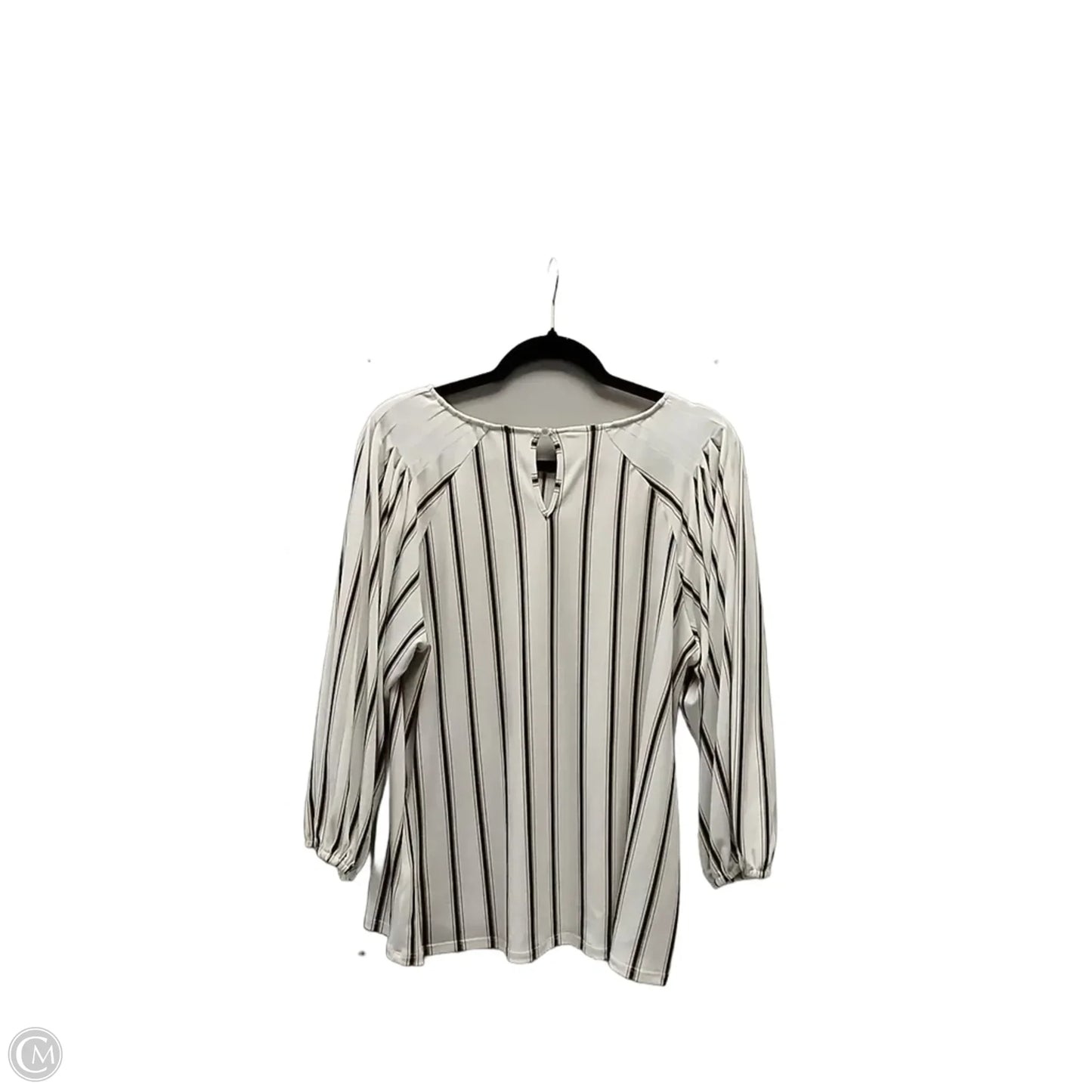 Blouse Long Sleeve By Adrianna Papell In Striped Pattern, Size: L
