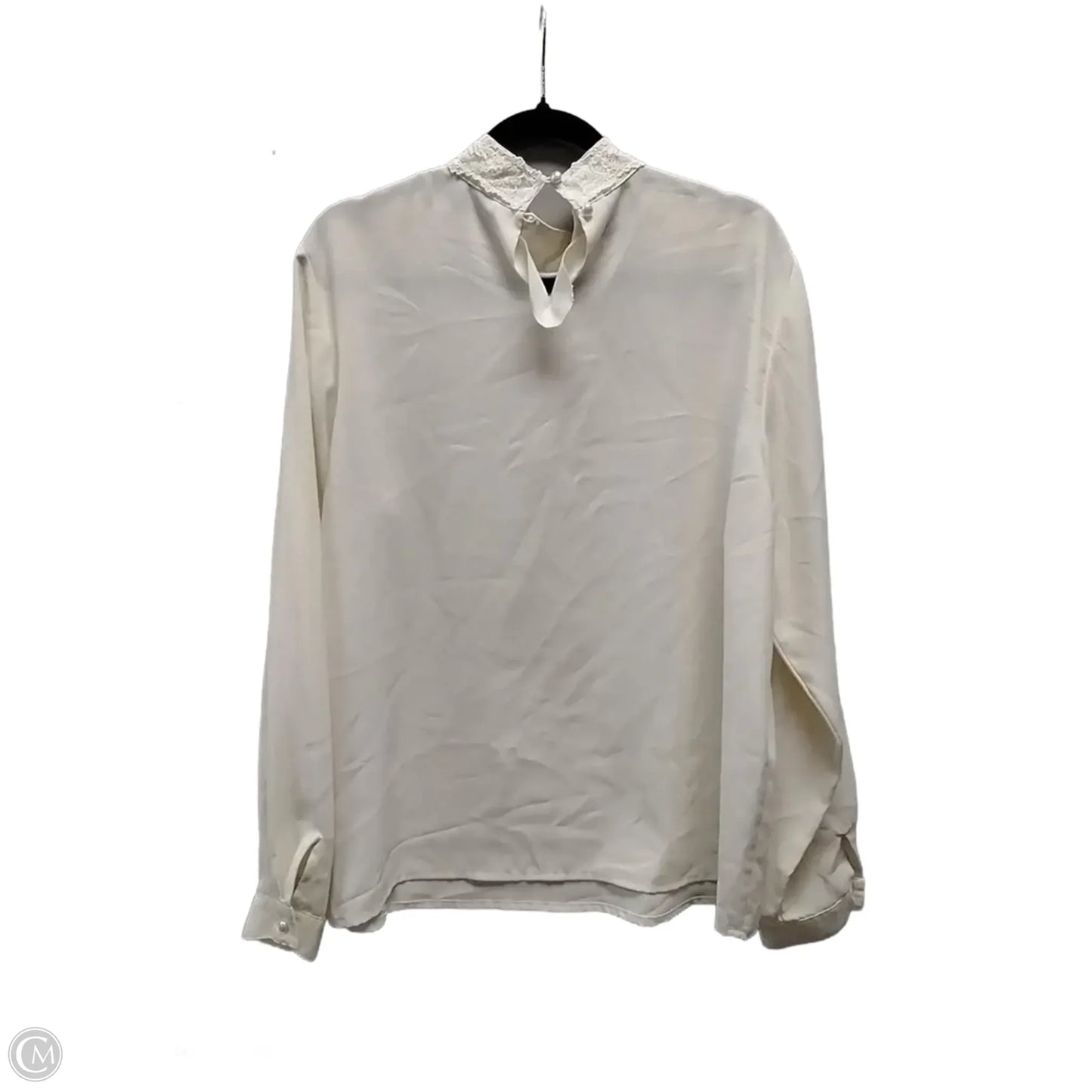 Blouse Long Sleeve By Karen Scott In Beige, Size: L