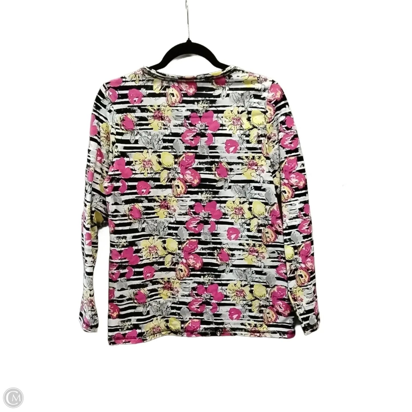 Top Long Sleeve Basic By Zenana Outfitters In Striped Pattern, Size: M