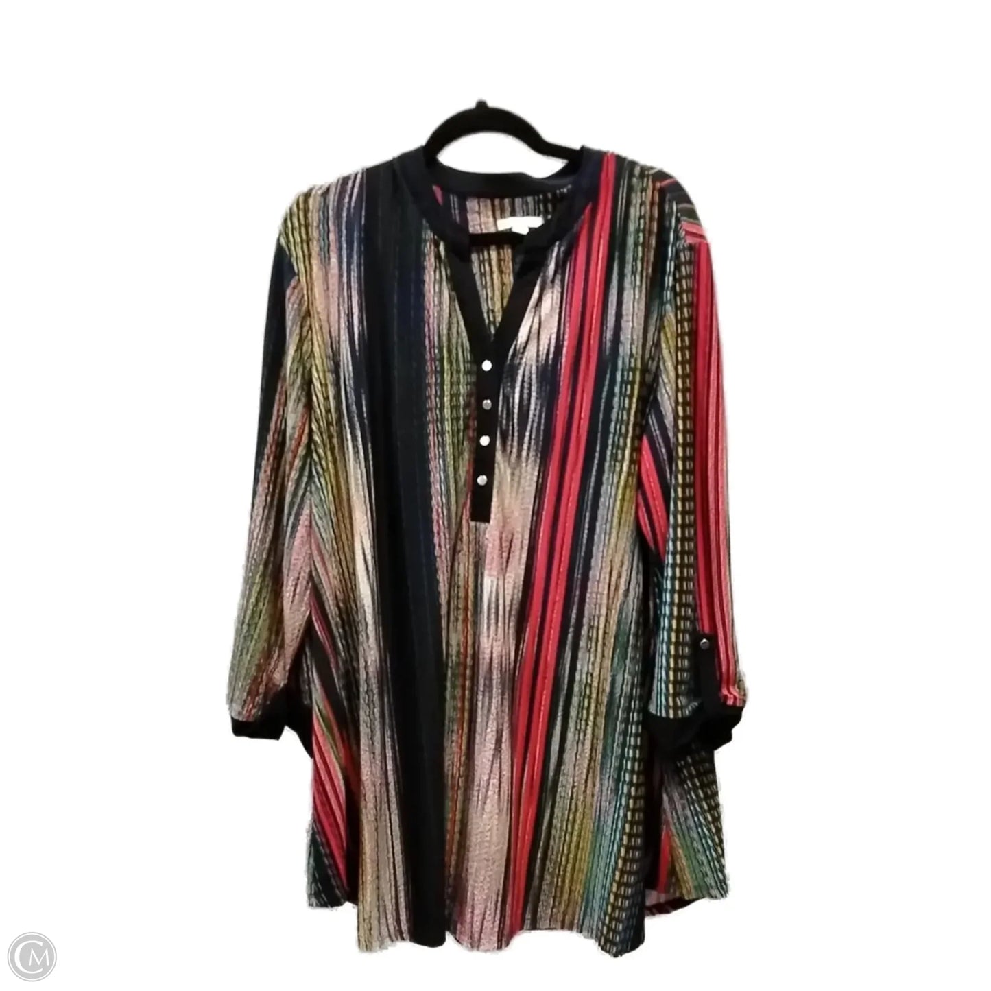 Top Long Sleeve By Cato In Striped Pattern, Size: 20