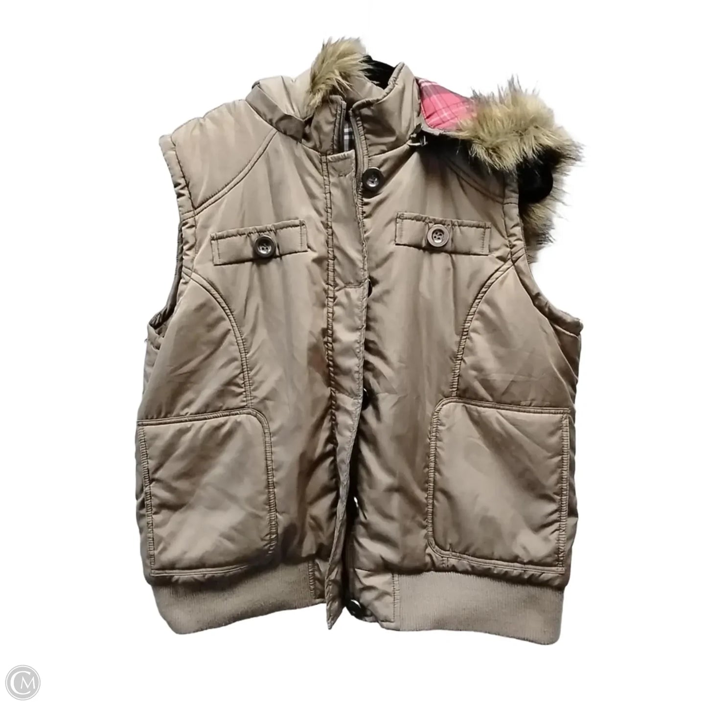 Vest Puffer & Quilted By Lisa International In Brown, Size: Xl