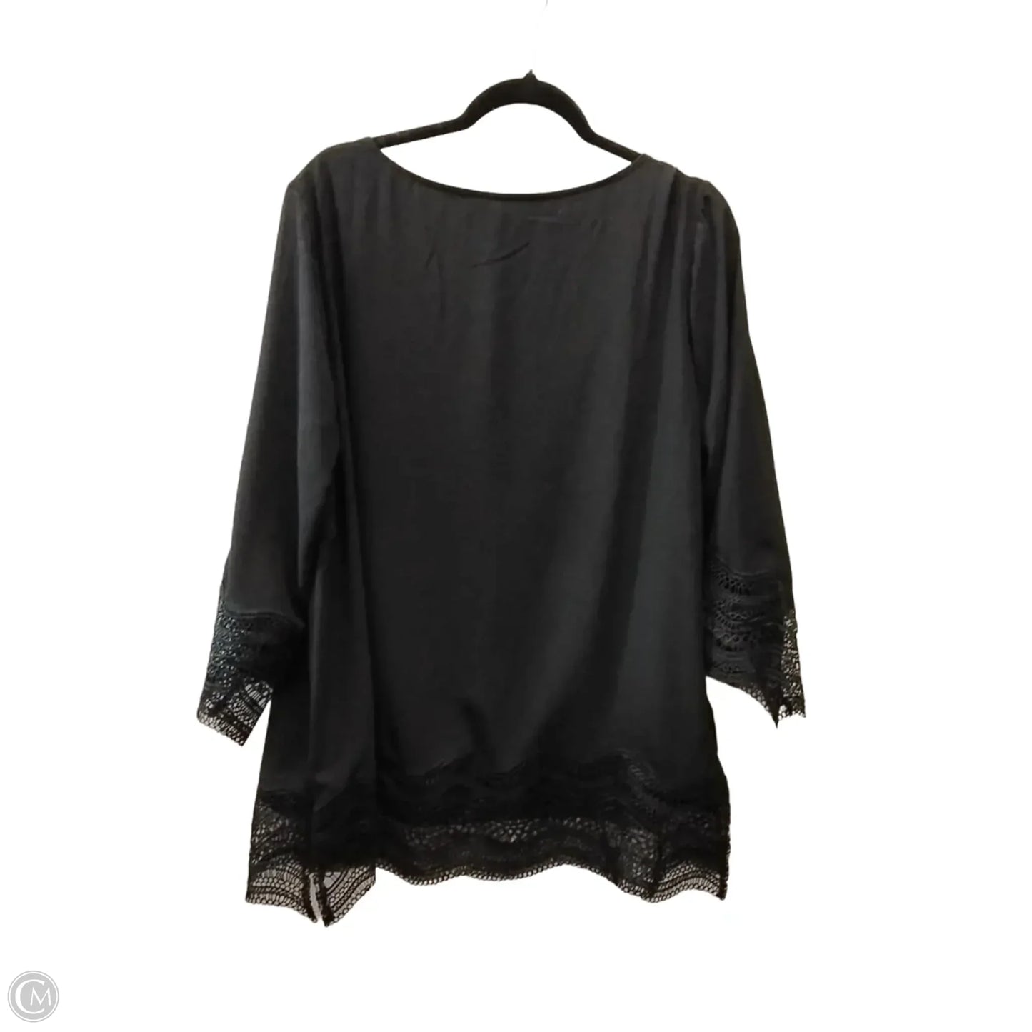 Top Long Sleeve By Nina Leonard In Black, Size: 1x