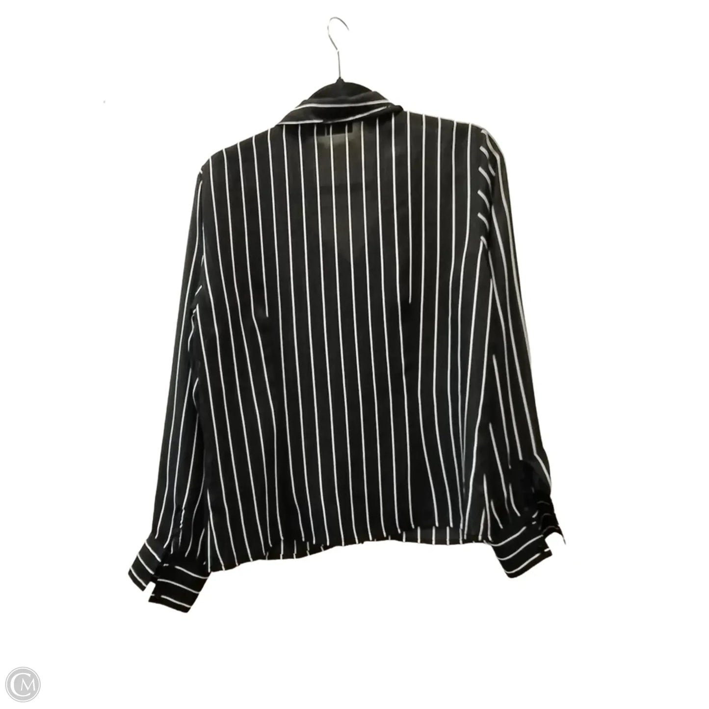 Blouse Long Sleeve By Newport News In Striped Pattern, Size: L