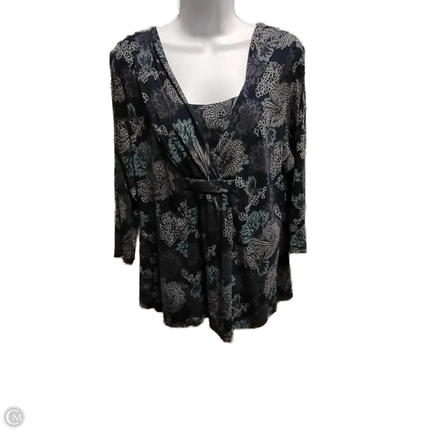 Blouse Long Sleeve By Croft And Barrow In Blue, Size: 1x