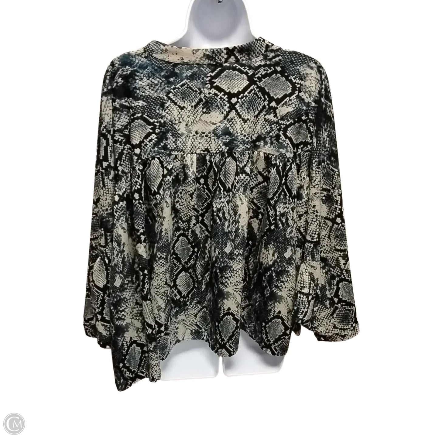 Blouse 3/4 Sleeve By Vince Camuto In Snakeskin Print, Size: 2x