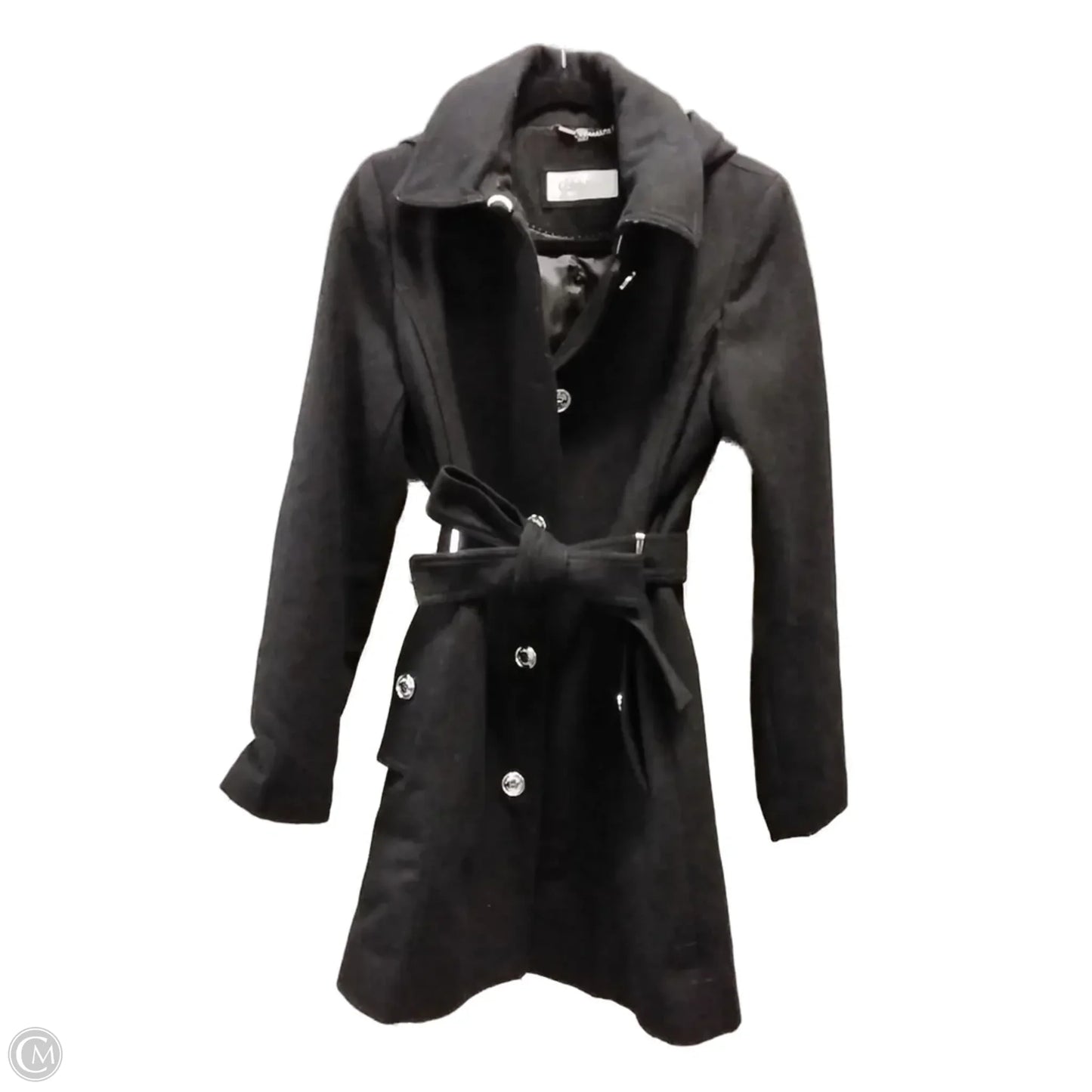 Coat Trench Coat By Calvin Klein In Black, Size: S