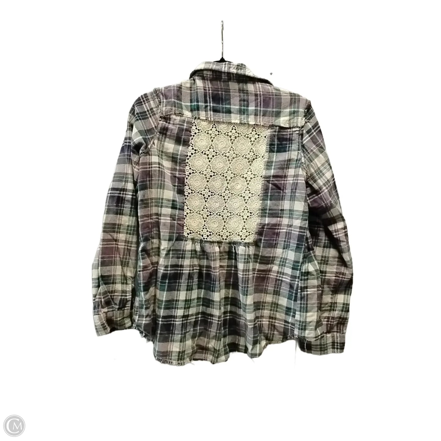 Top Long Sleeve By White Crow In Plaid Pattern, Size: L