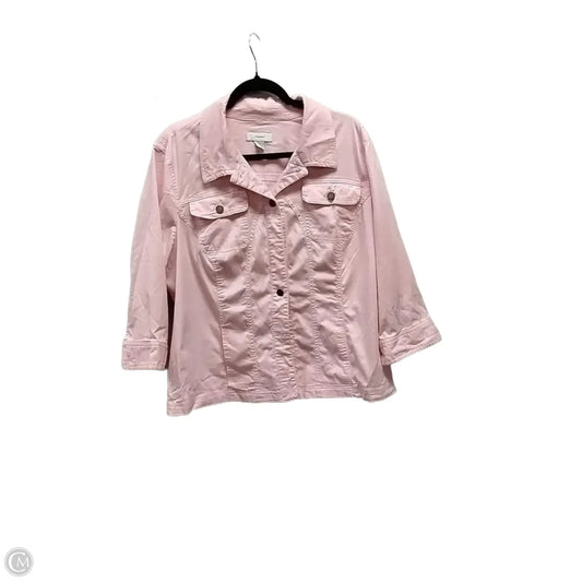 Jacket Denim By Cj Banks In Pink Denim, Size: 2x
