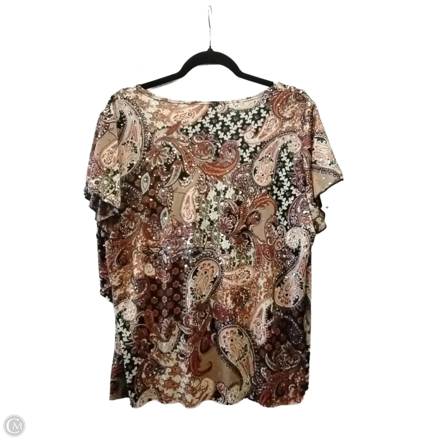 Blouse Short Sleeve By Dressbarn In Geometric Pattern, Size: 1x