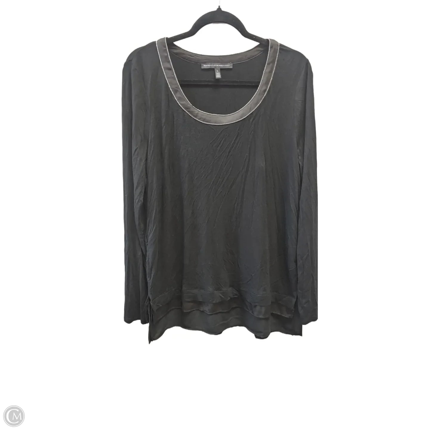 Top Long Sleeve Basic By White House Black Market In Black, Size: L
