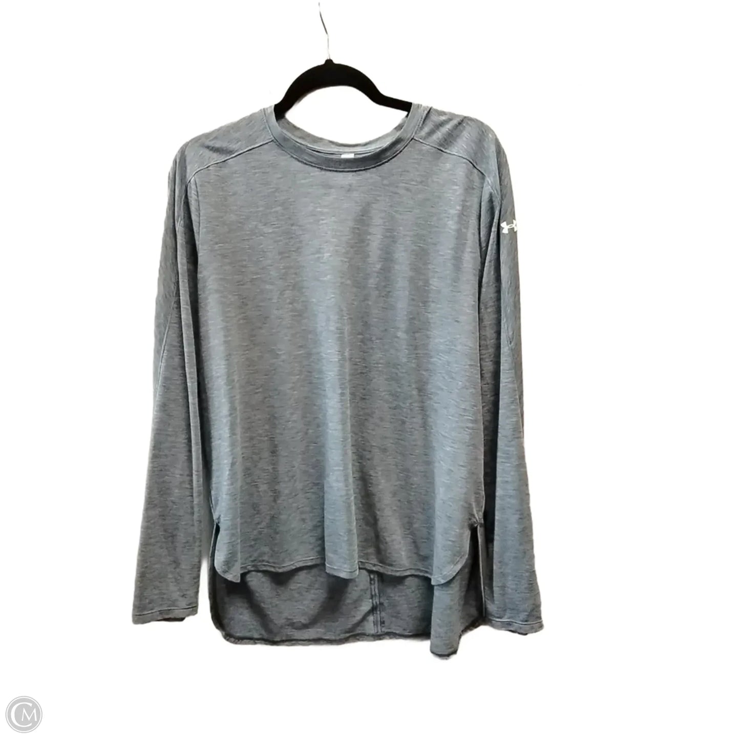 Athletic Top Long Sleeve Crewneck By Under Armour In Grey, Size: L