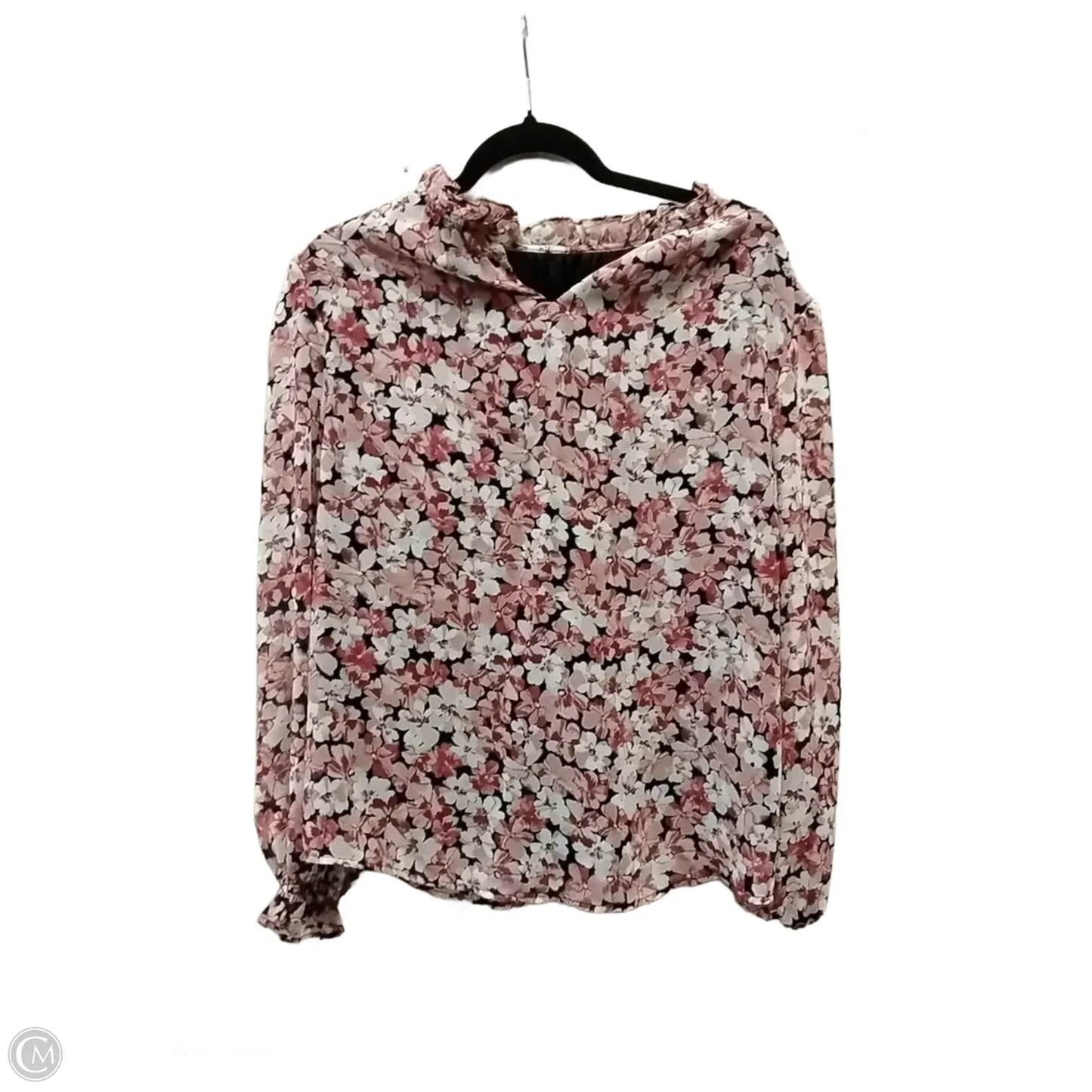 Blouse Long Sleeve By Anne Klein In Floral Print, Size: L