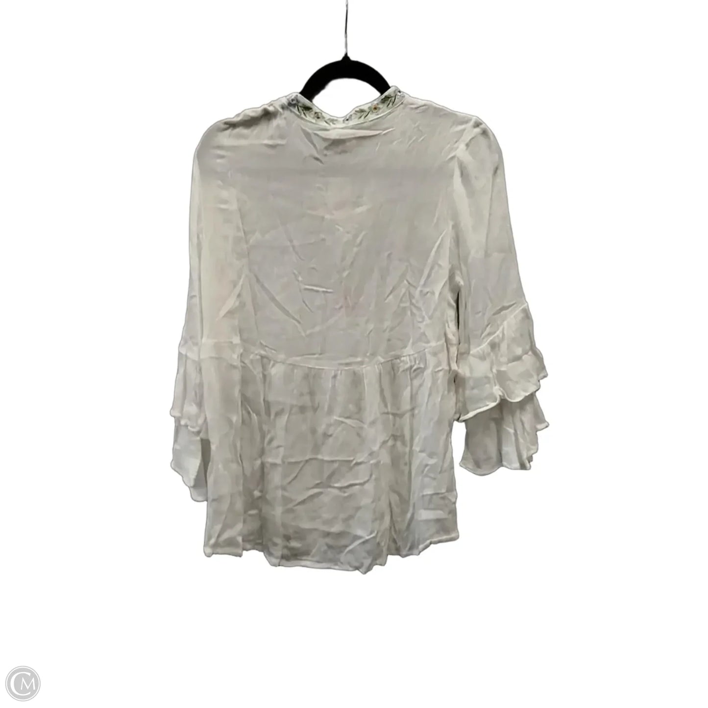 Blouse Long Sleeve By Entro In White, Size: S