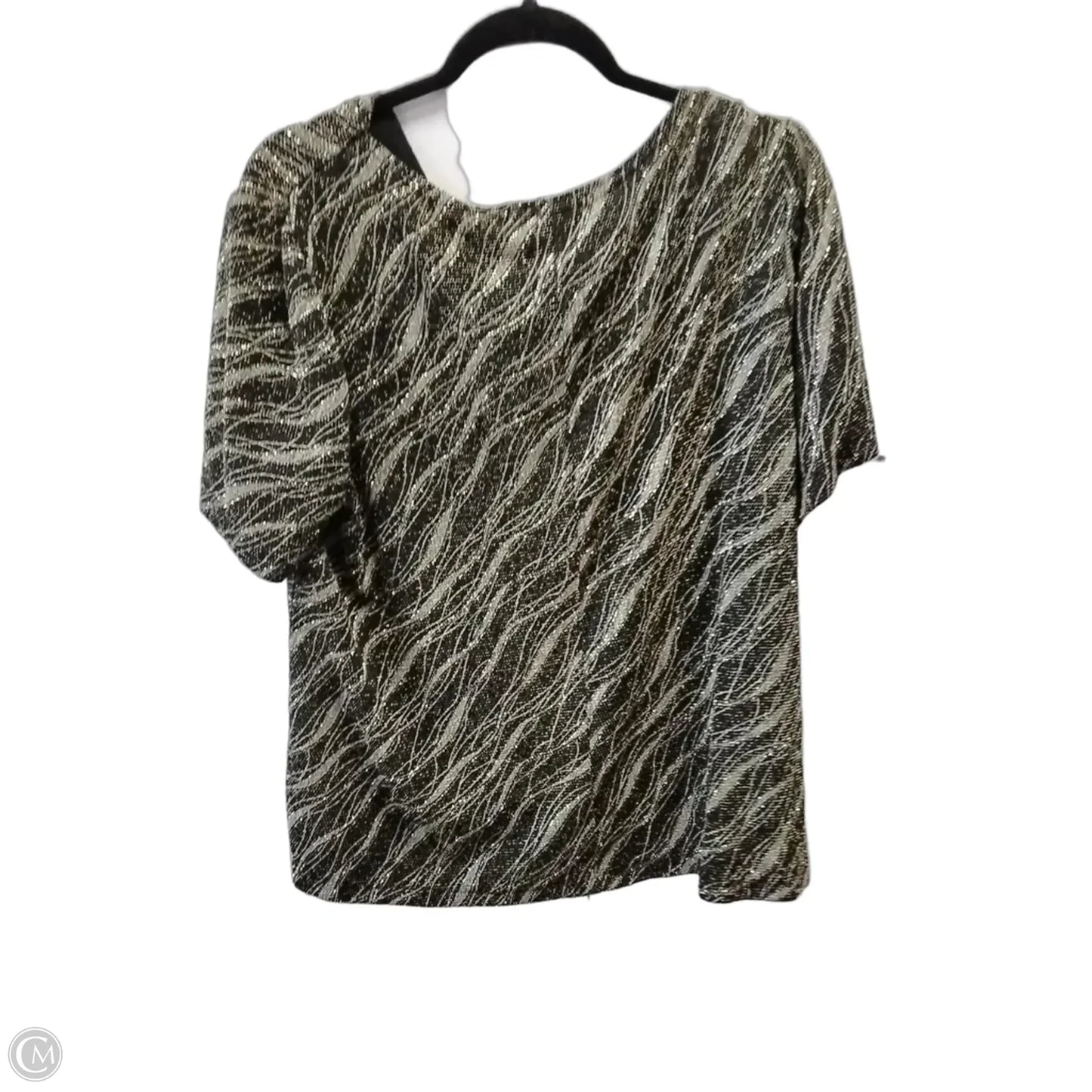 Blouse Short Sleeve By Ronnie Nicole In Black & Gold, Size: 2x