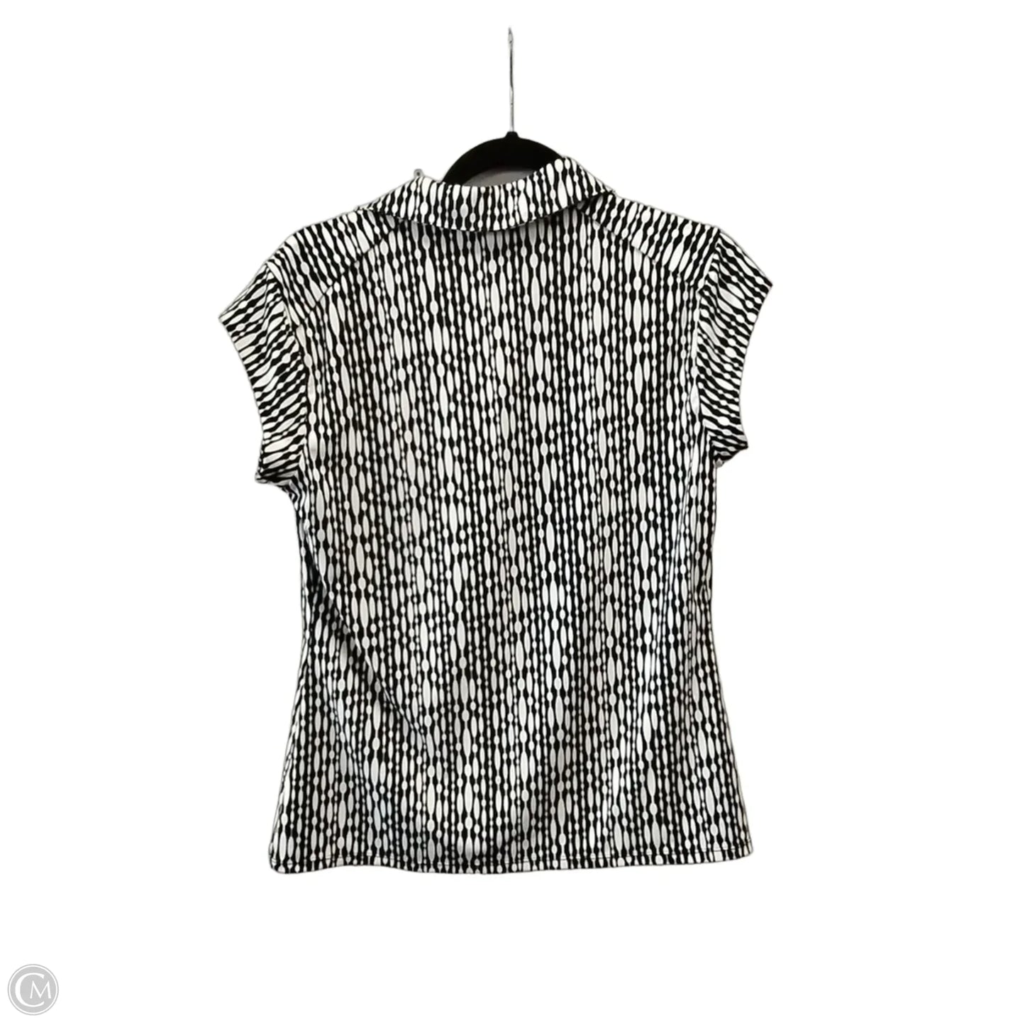 Blouse Short Sleeve By Alfani In Black & White, Size: Mp
