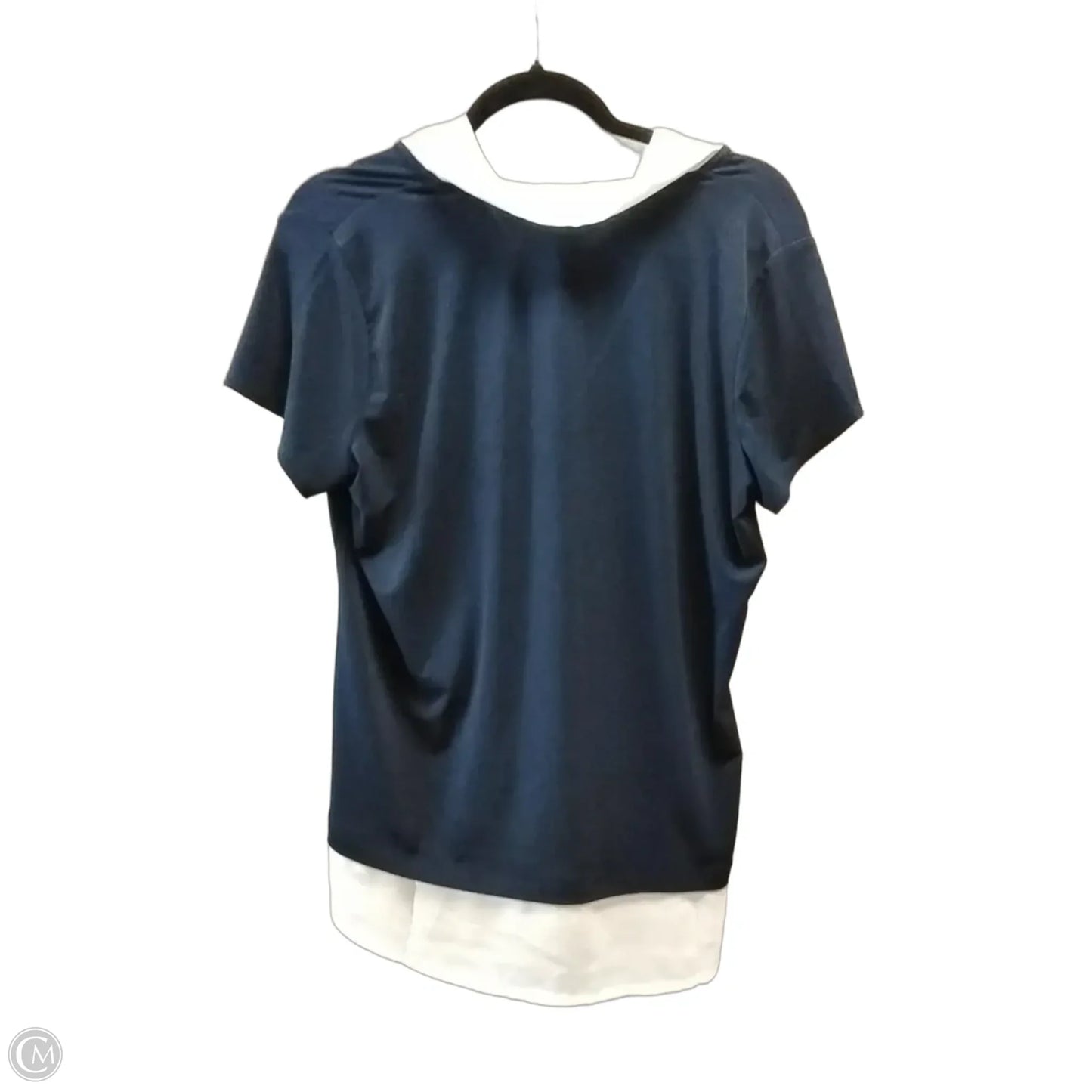 Blouse Short Sleeve By Adrianna Papell In Blue, Size: L