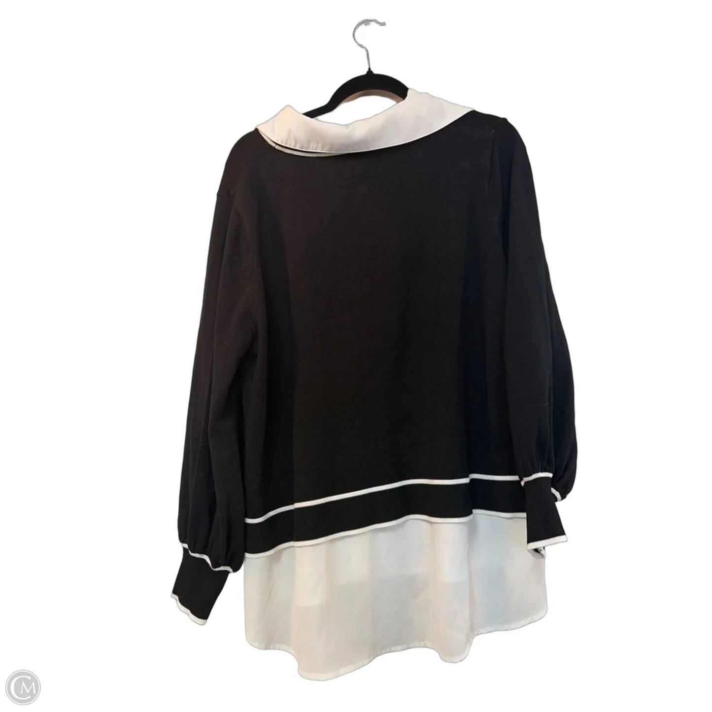 Top Long Sleeve By Adrianna Papell In Black & White, Size: 2x