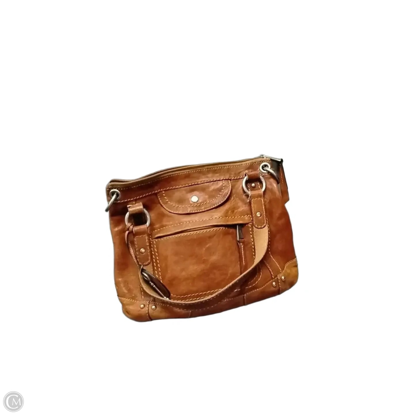 Handbag Leather By Fossil, Size: Medium