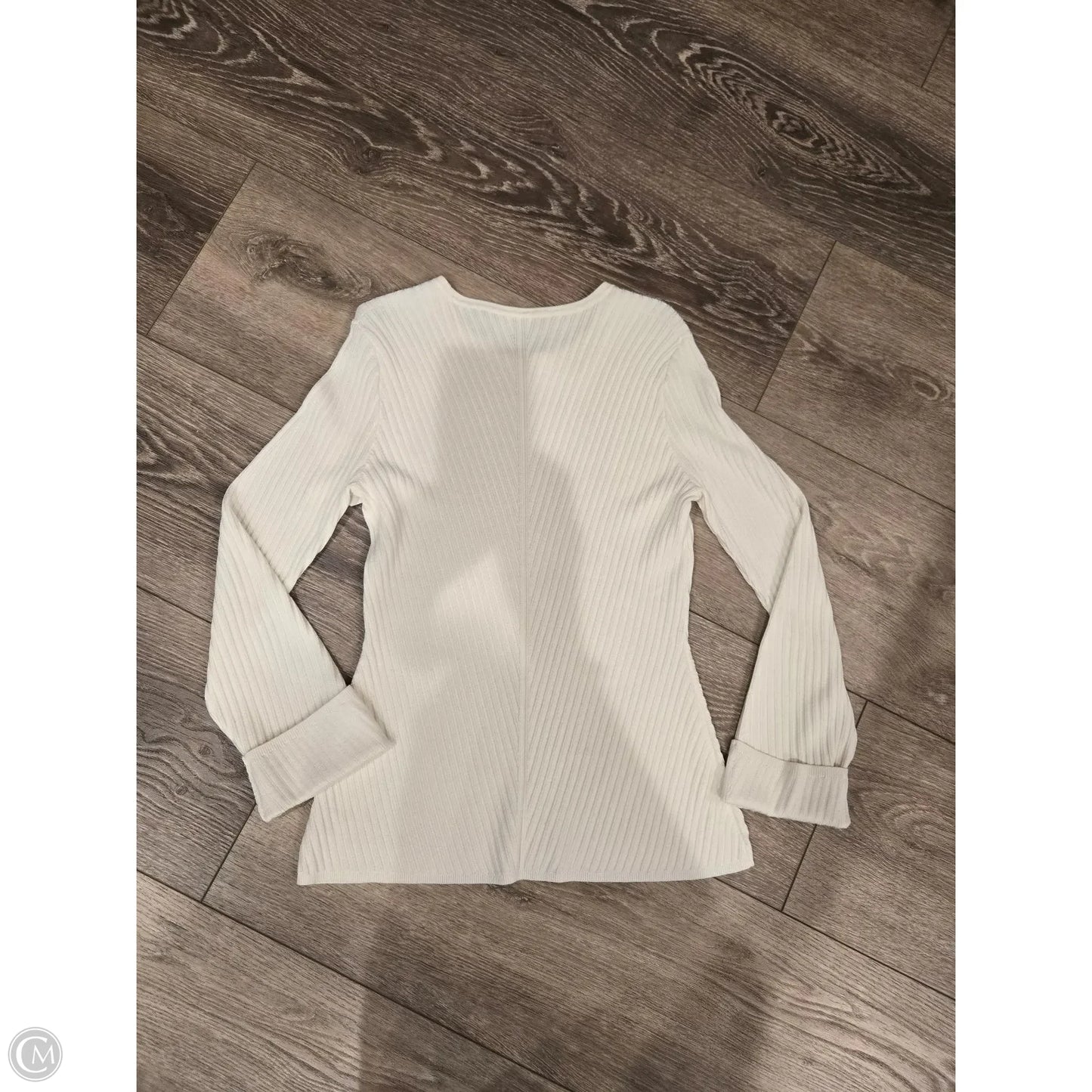 Top Long Sleeve By Theory In White, Size: M