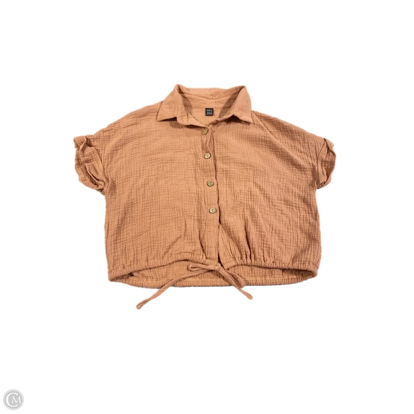 Top Short Sleeve By Shein In Tan, Size: M