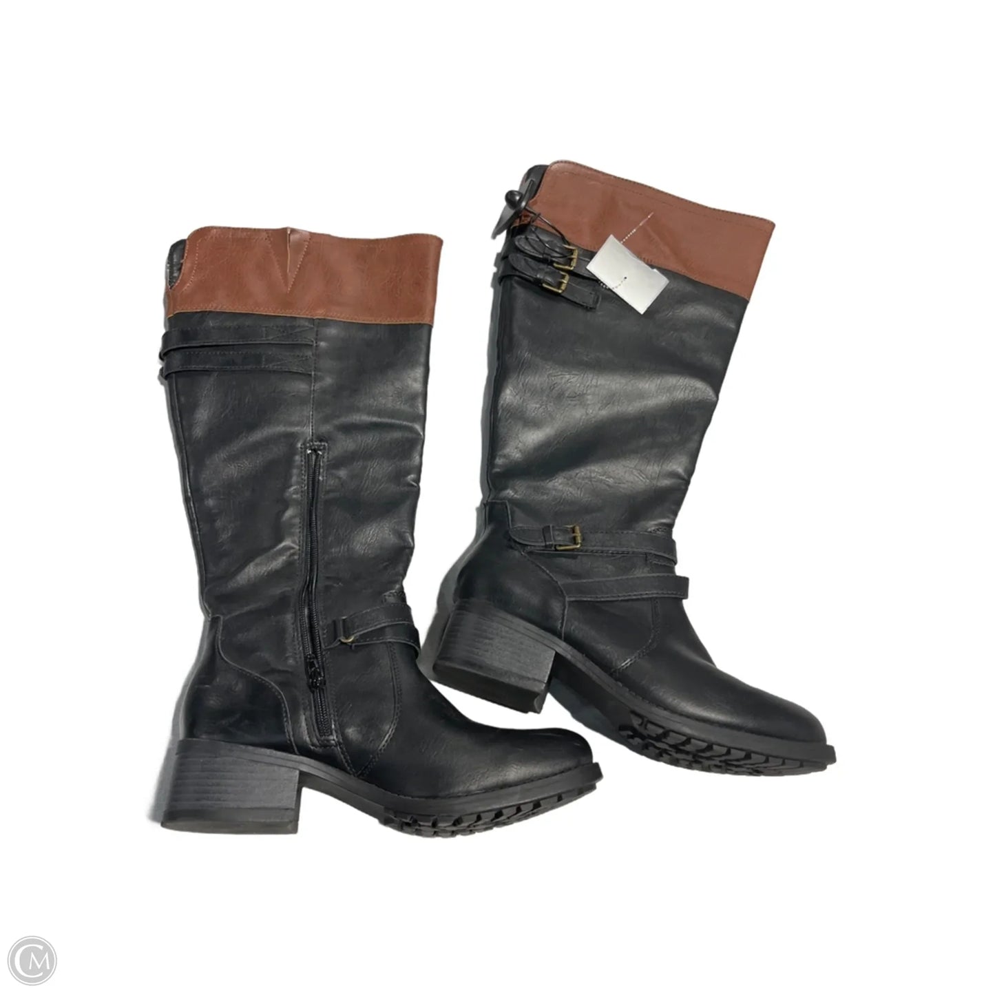 Boots Knee Flats By Cmf In Black & Brown, Size: 8.5