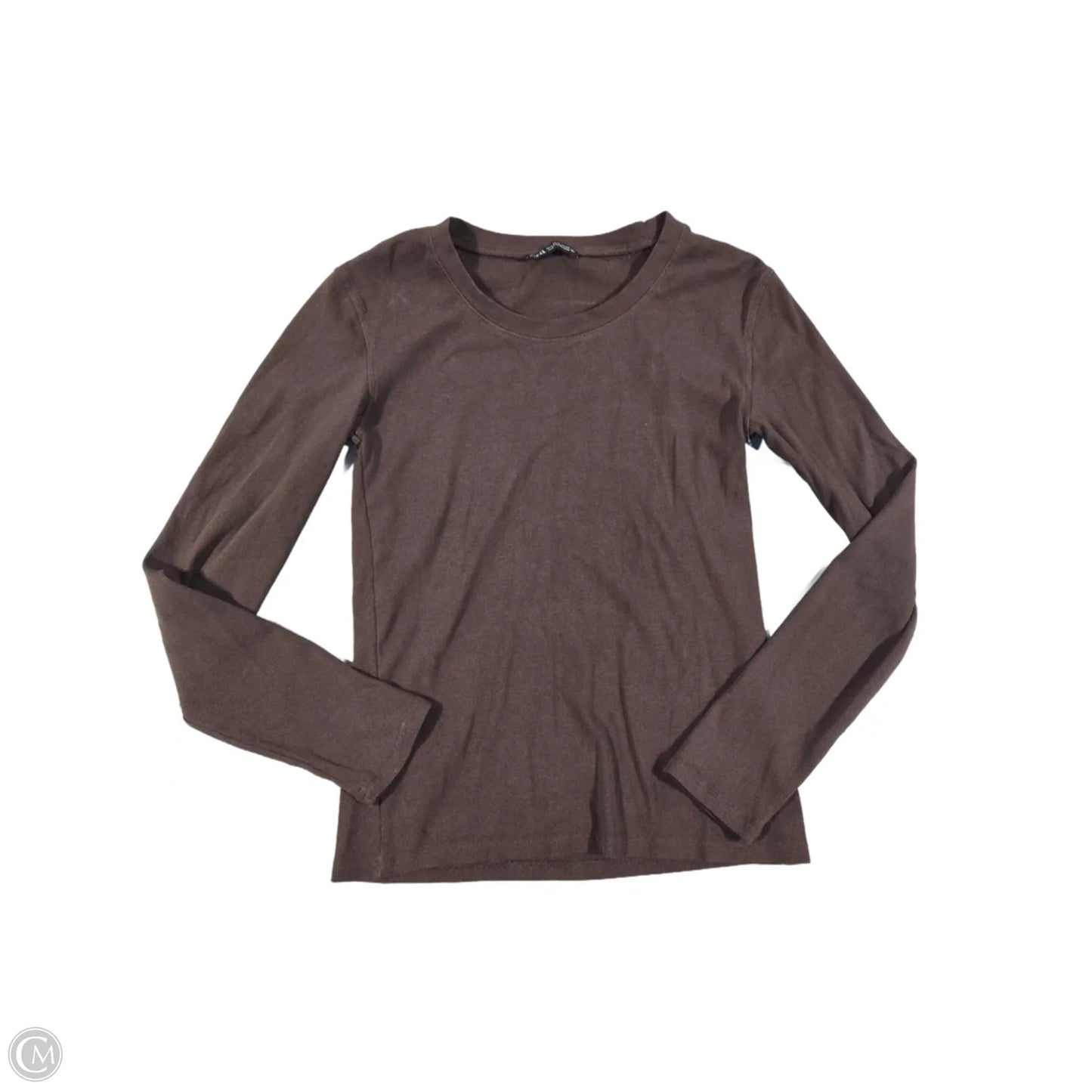 Top Long Sleeve Basic By Zara In Brown, Size: L