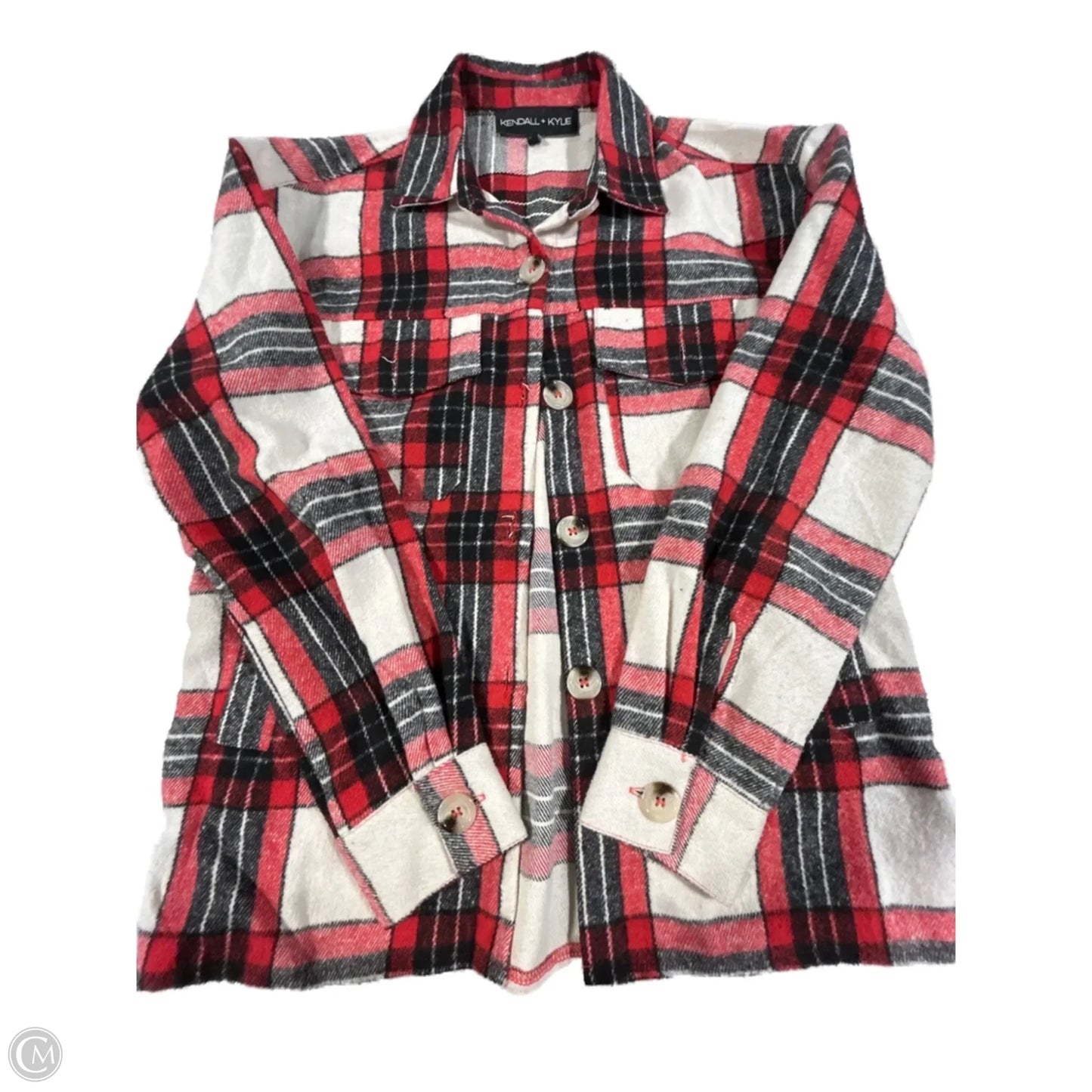 Top Long Sleeve Basic By Cmf In Plaid Pattern, Size: S