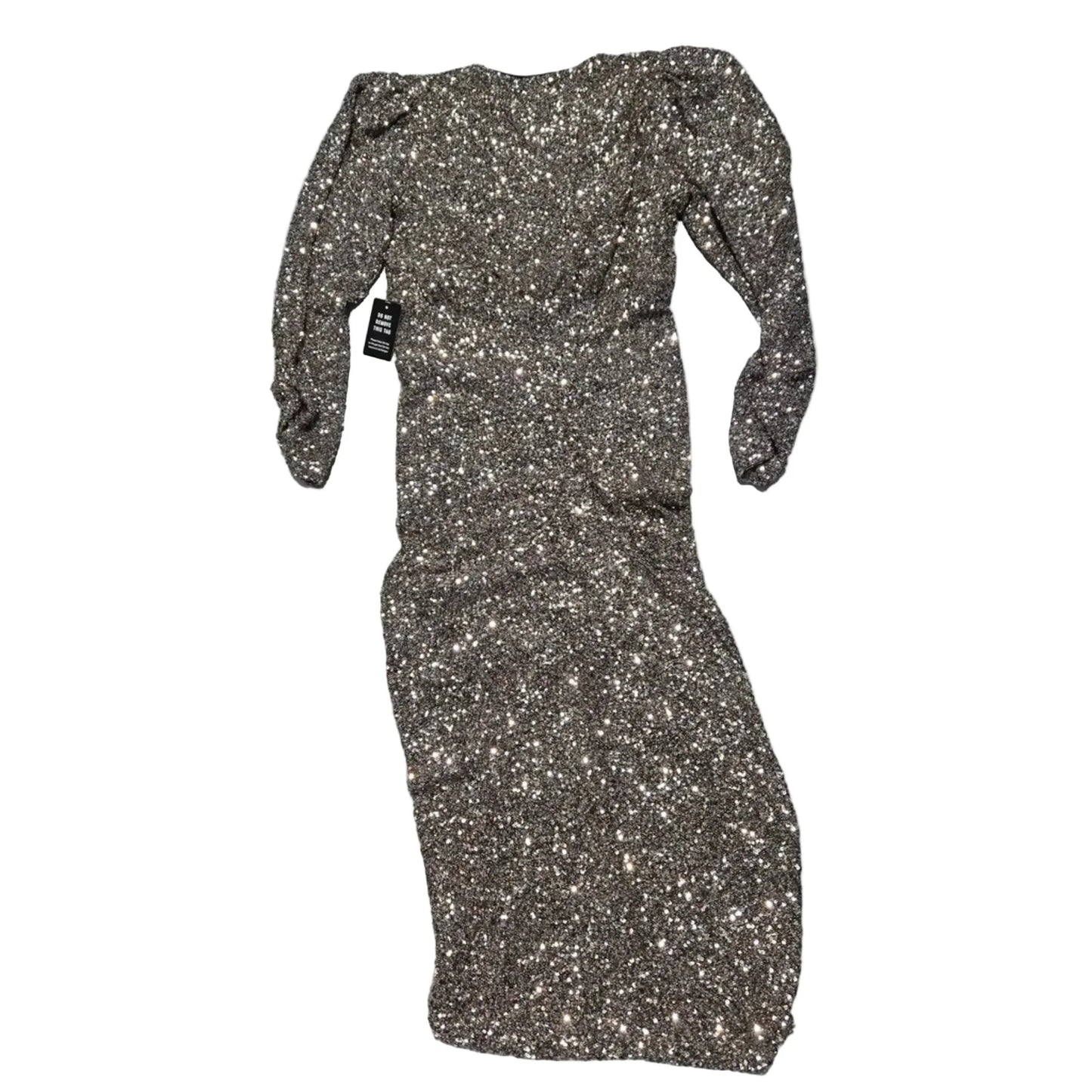 Dress Party Midi By Express In Gold & Silver, Size: M