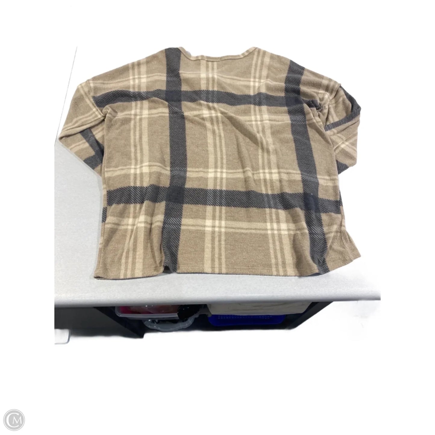 Top Long Sleeve By Bombom In Plaid Pattern, Size: L