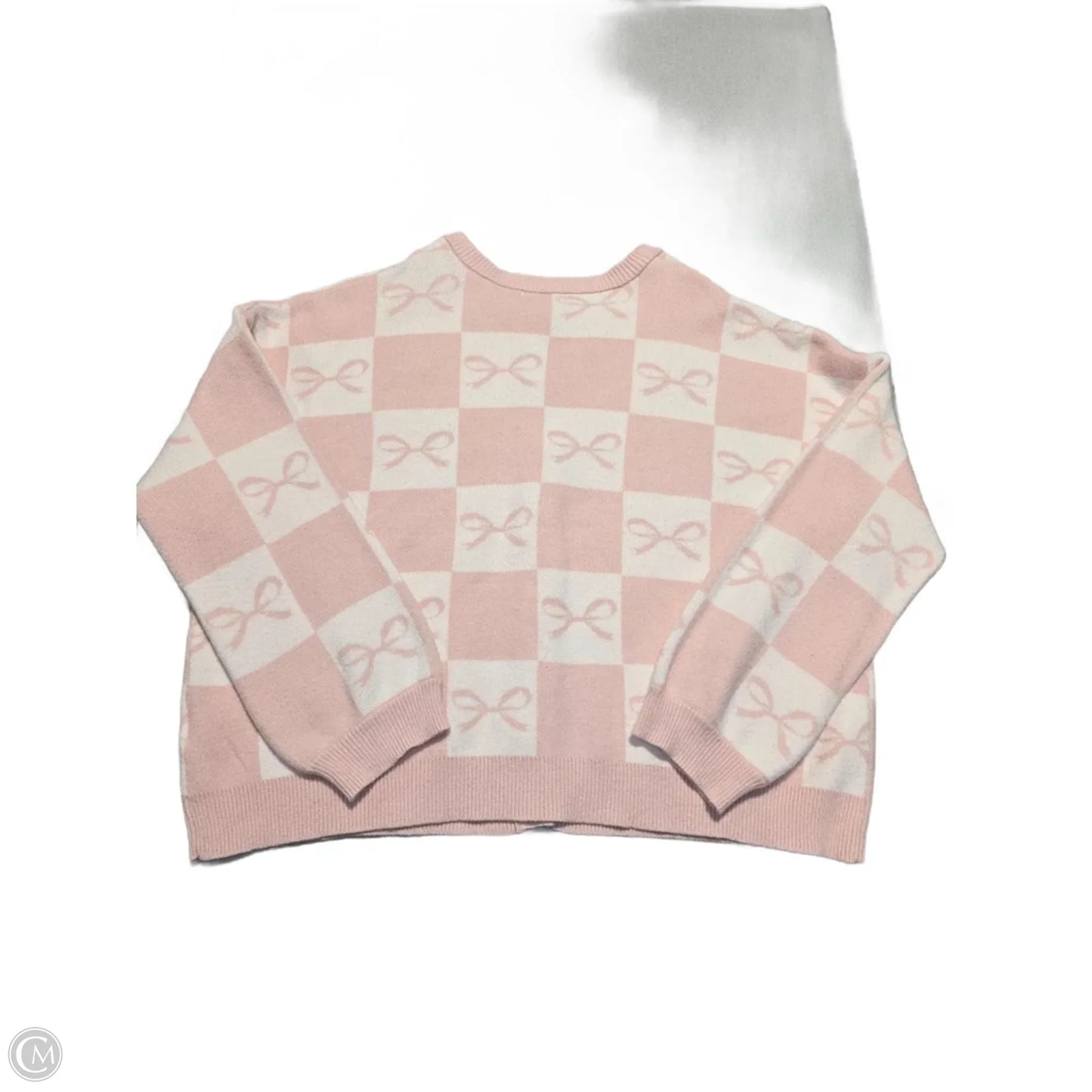 Sweater Cardigan By Sincerely Jules In Pink & White, Size: L
