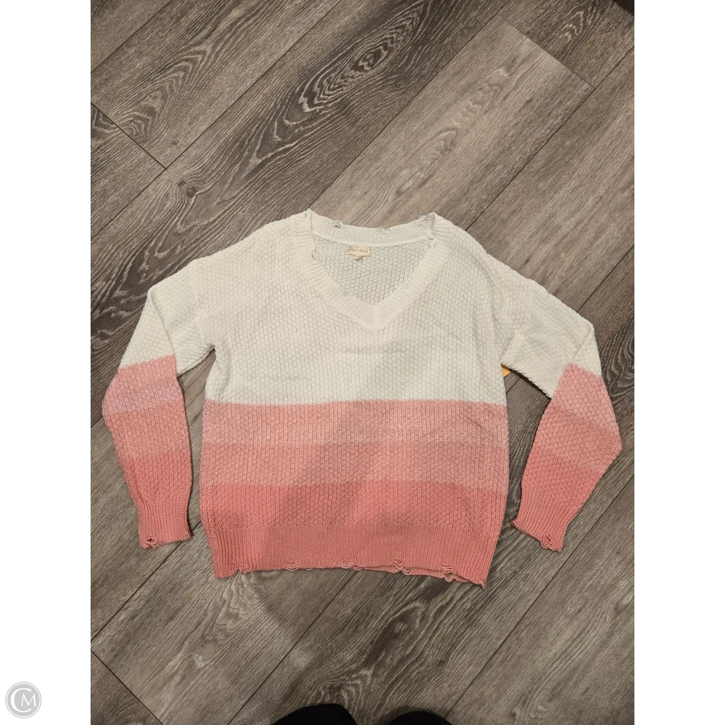 Sweater By Hem & Thread In Cream & Pink, Size: M