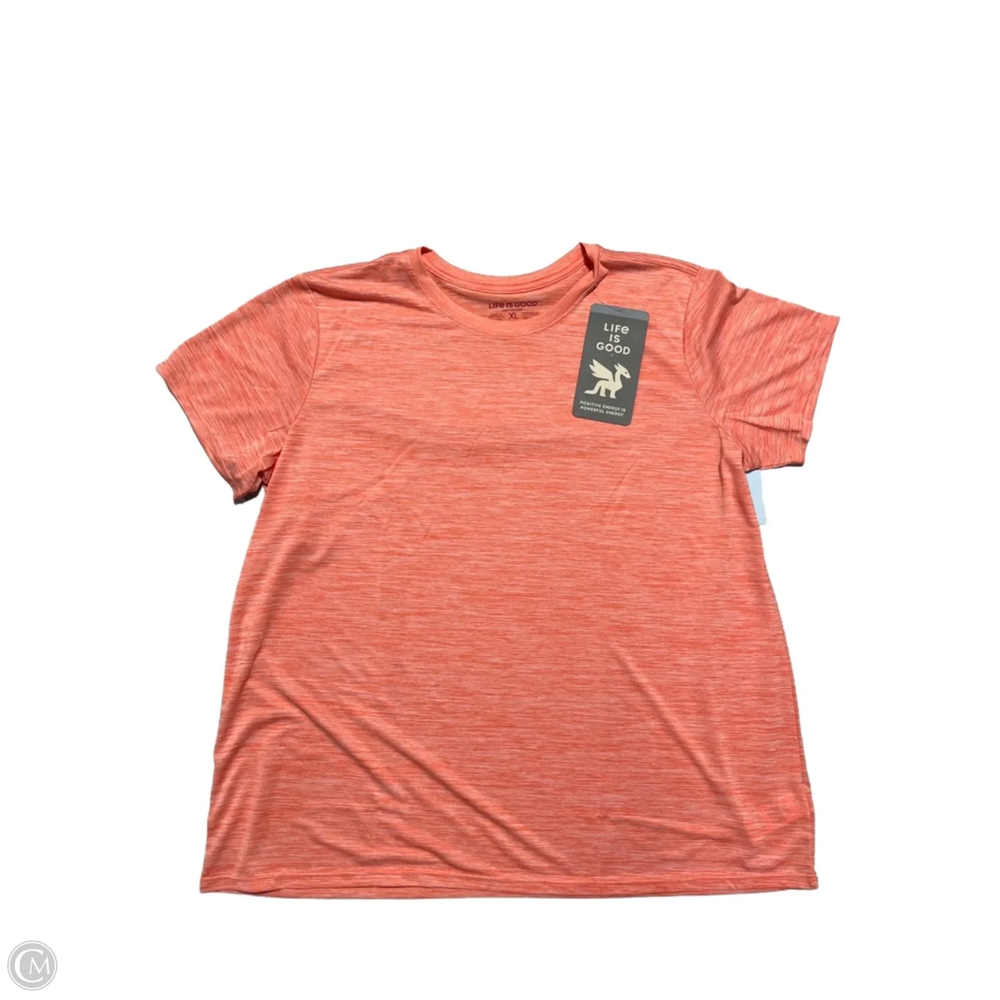 Athletic Top Short Sleeve By Life Is Good In Orange, Size: Xl