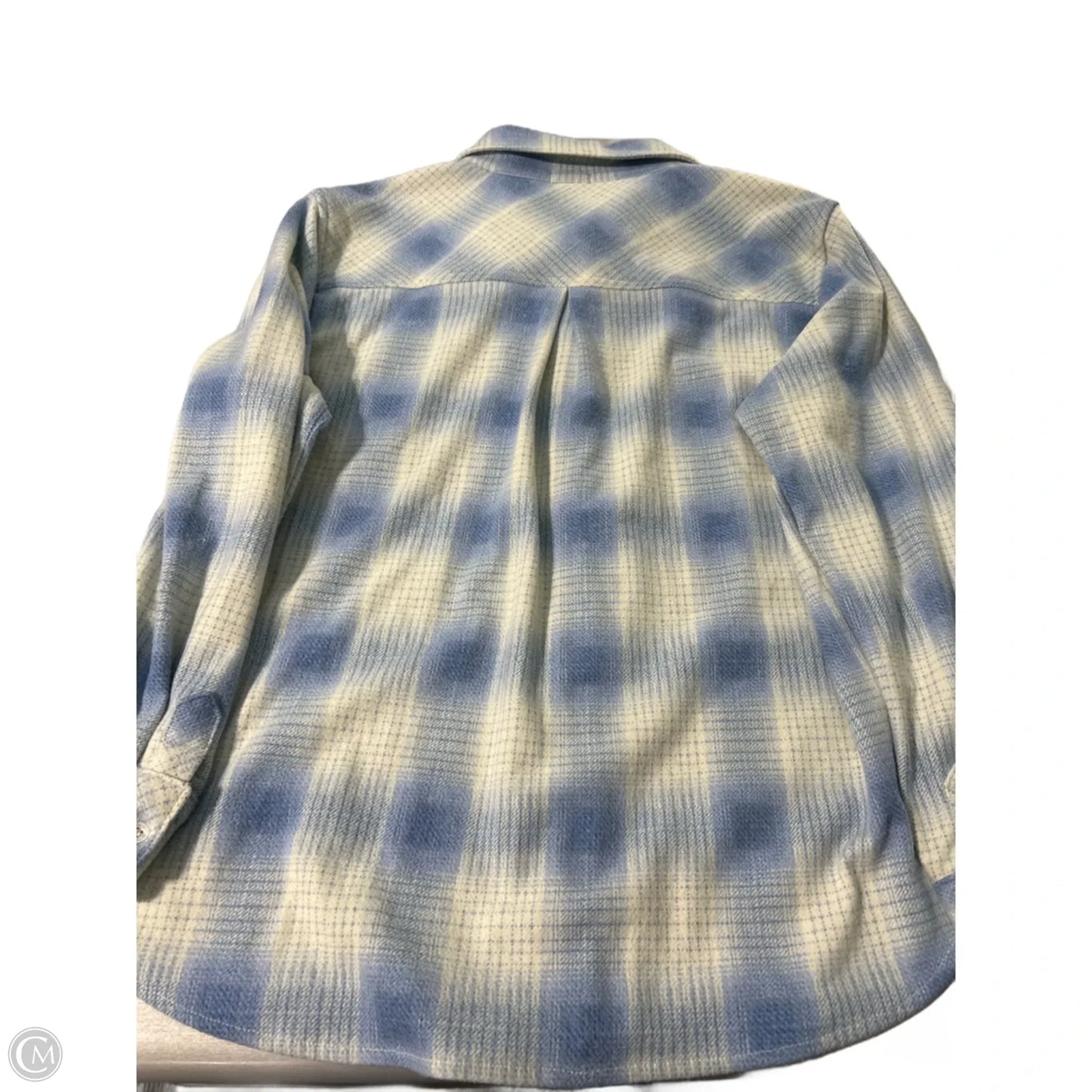 Top Long Sleeve By Dylan In Blue & White, Size: L