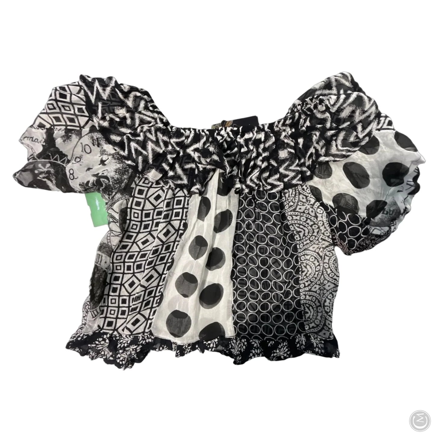 Top Short Sleeve By Cmc In Black & White, Size: S