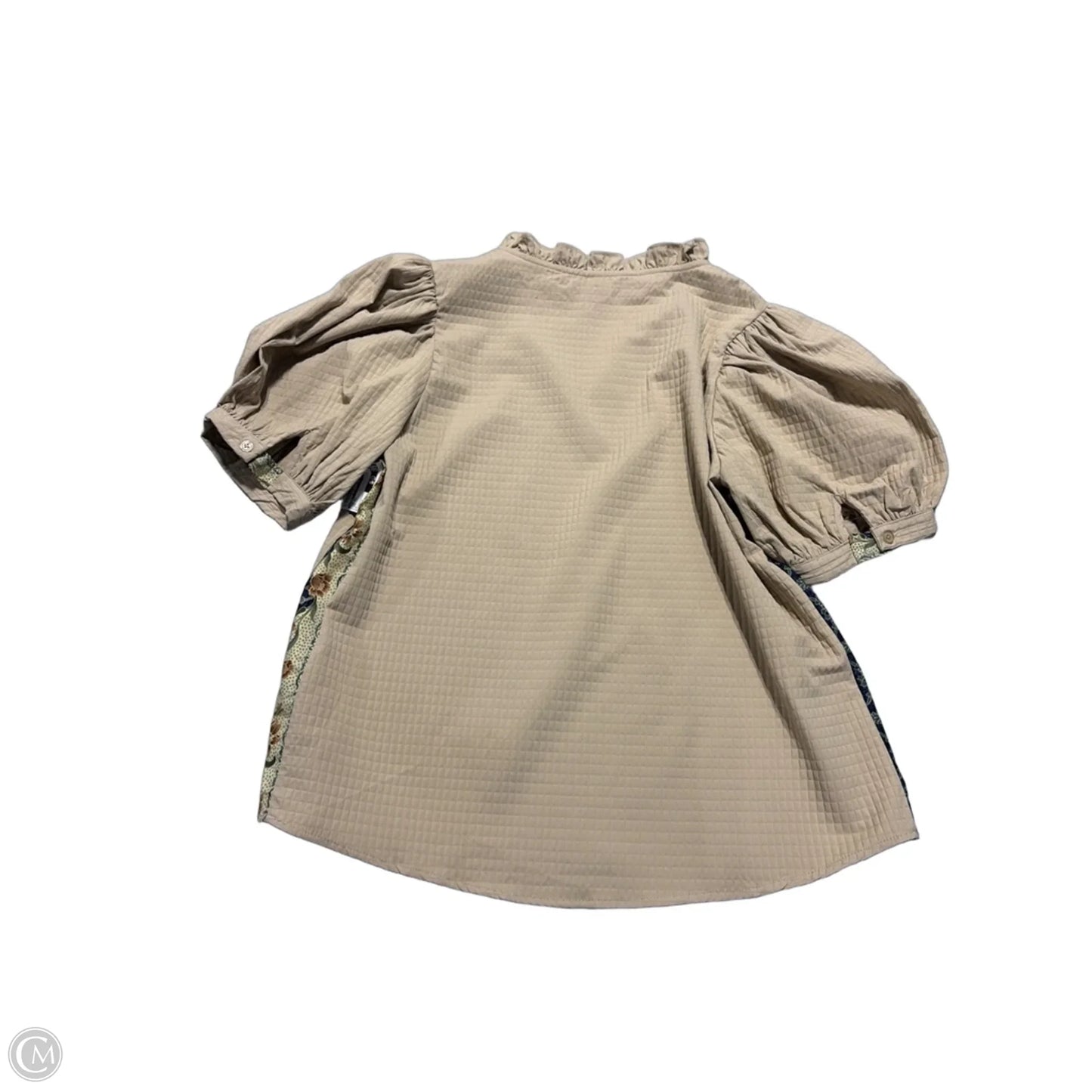 Top Short Sleeve By Glam In Tan, Size: M