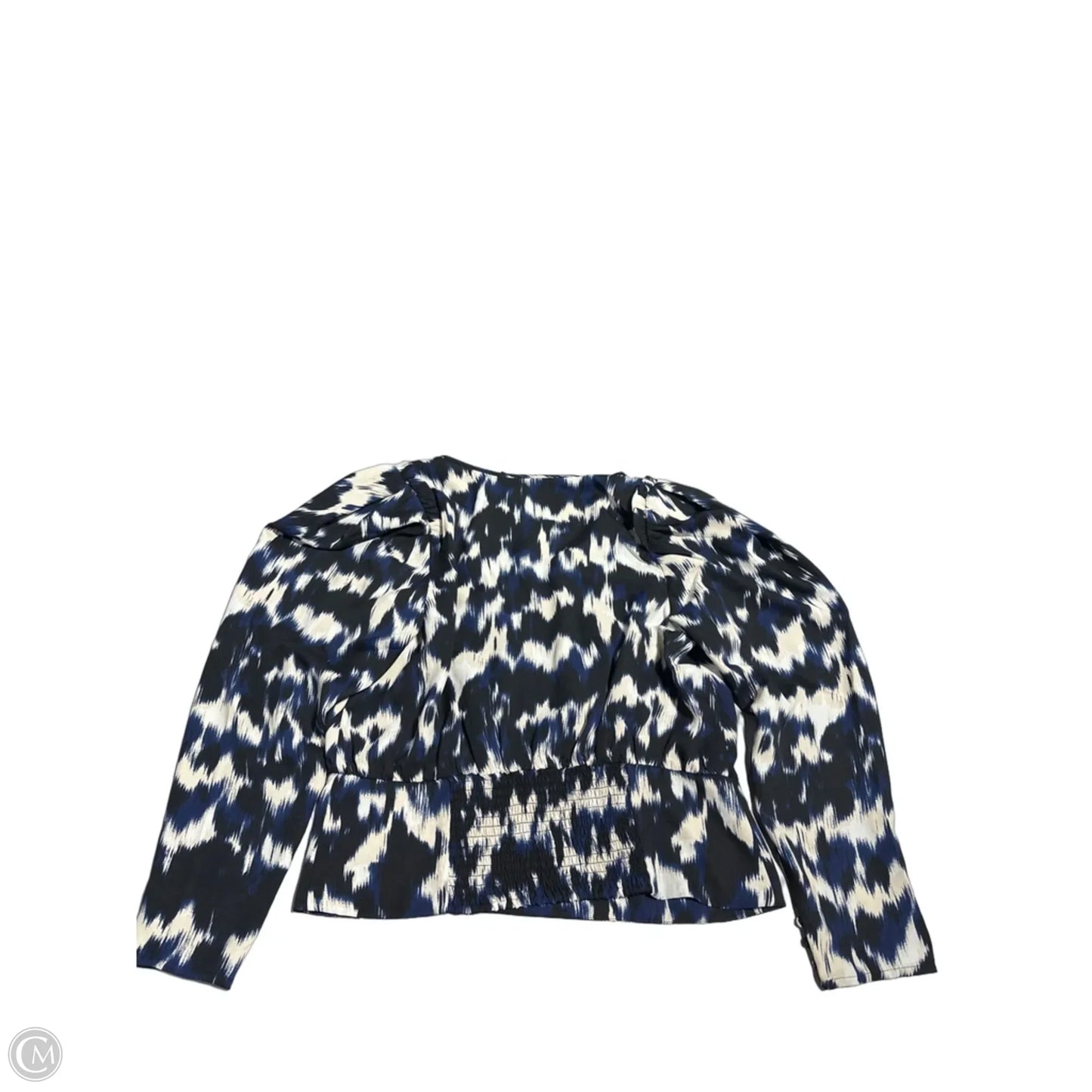 Blouse Long Sleeve By Express In Black & Blue, Size: L