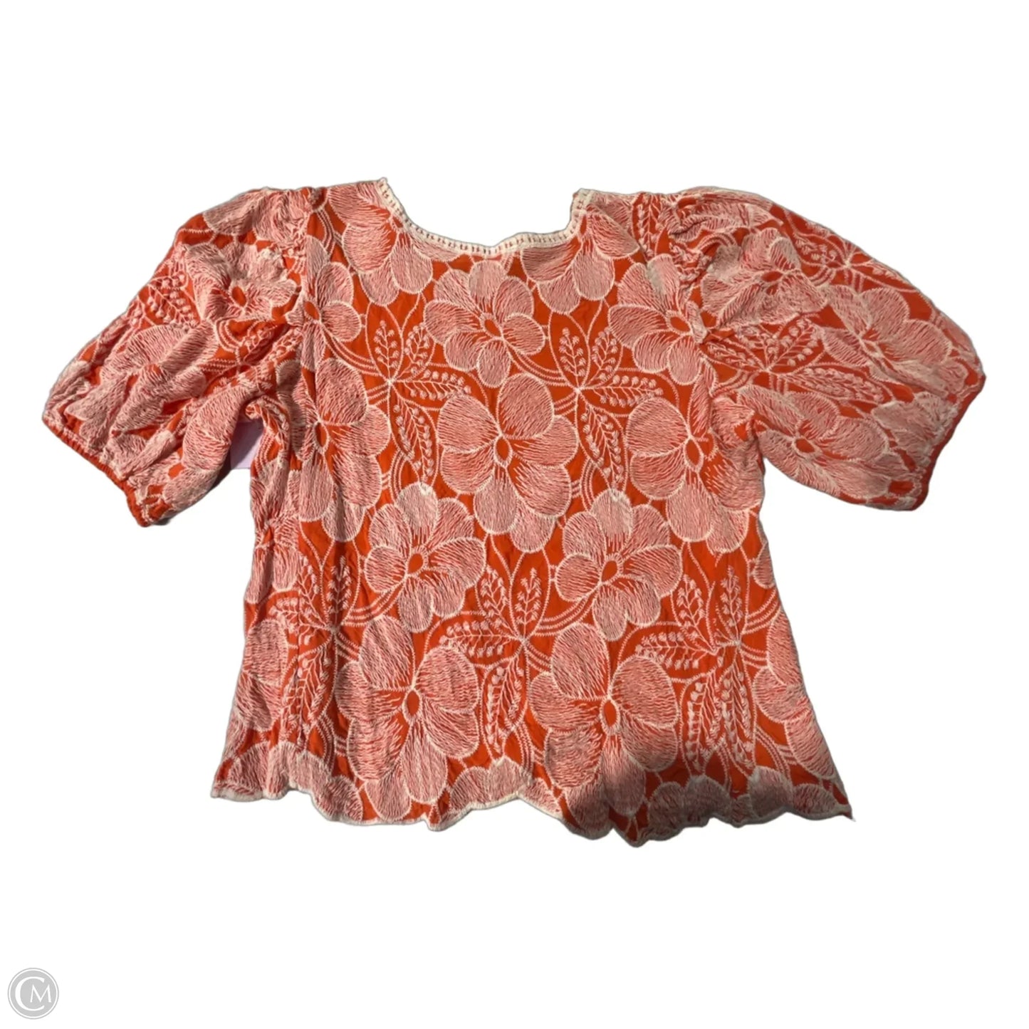 Top Short Sleeve By Solitaire In Orange & White, Size: M