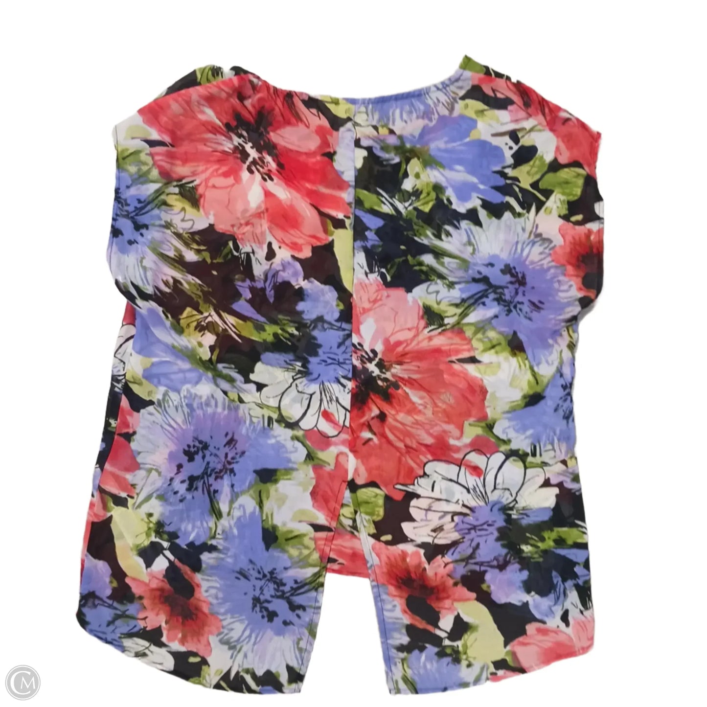 Blouse Short Sleeve By Chicos In Floral Print, Size: M