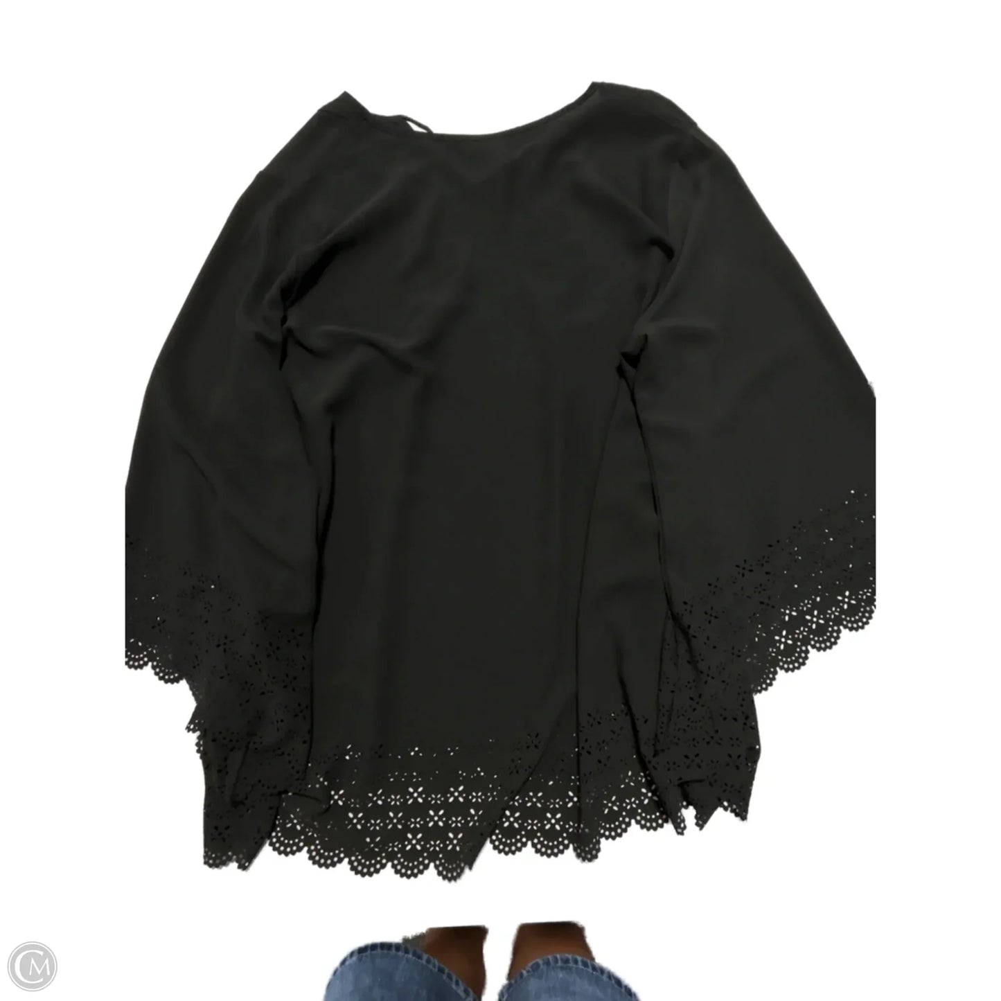 Blouse Long Sleeve By Avenue In Black, Size: 22