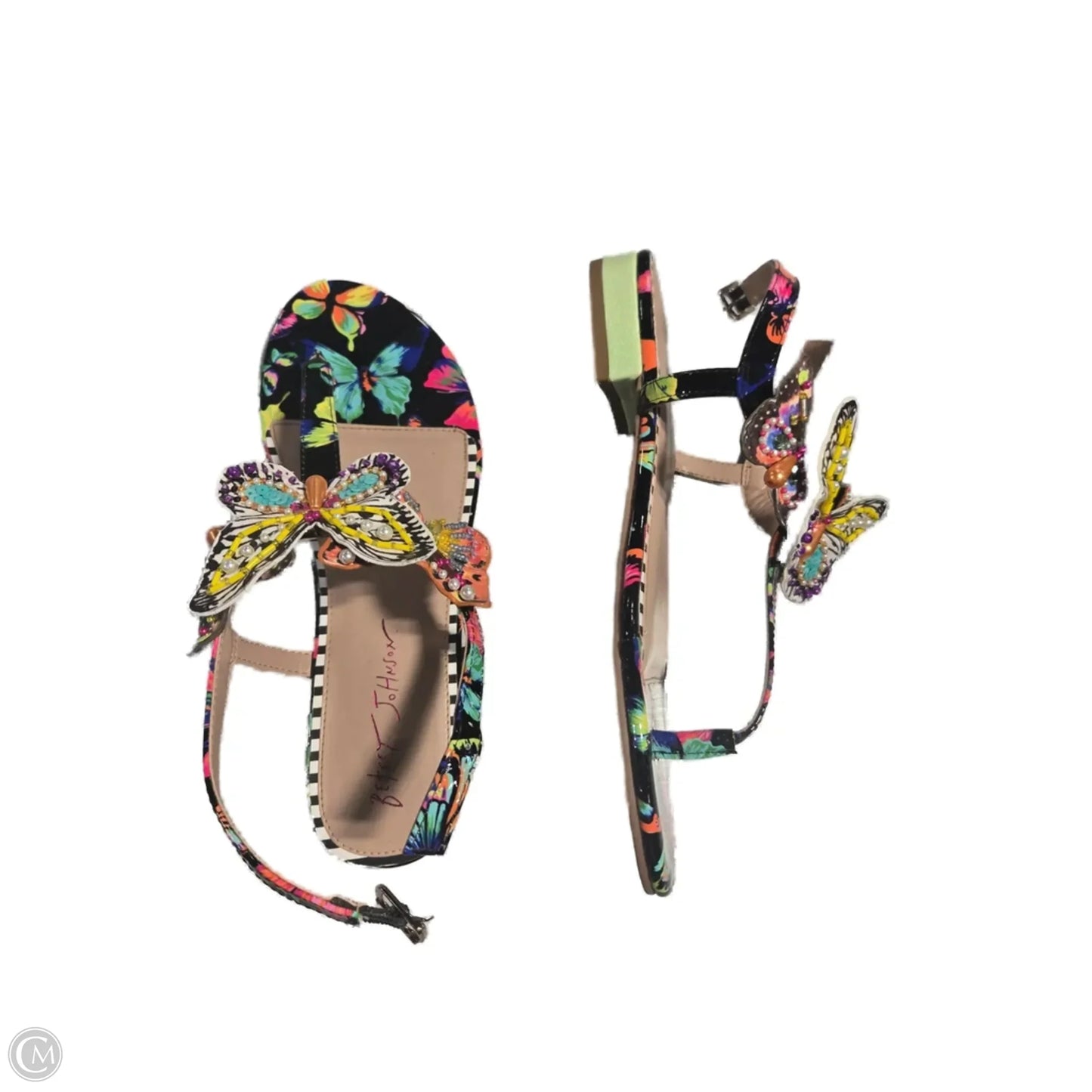 Sandals Flats By Betsey Johnson In Multi-colored, Size: 7.5