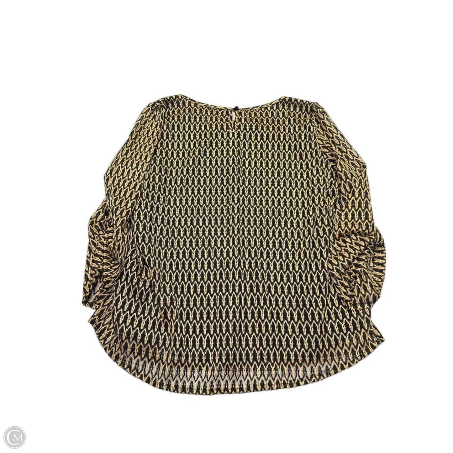 Top 3/4 Sleeve By Calessa In Black & Gold, Size: Xl