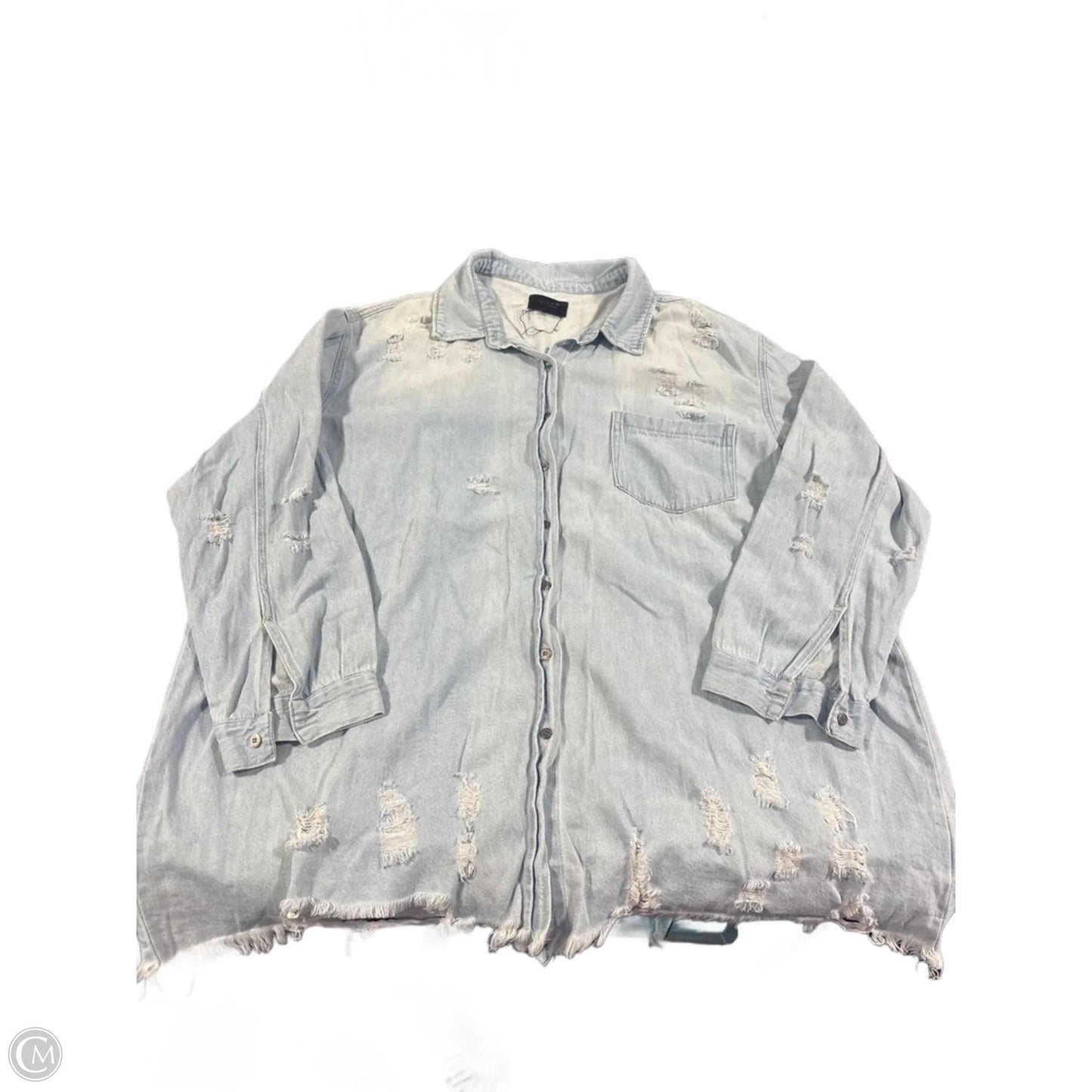 Top Long Sleeve By Risen In Blue Denim, Size: Xl