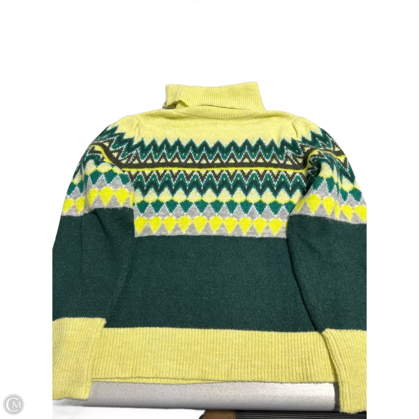 Sweater By Loft In Green & Yellow, Size: M