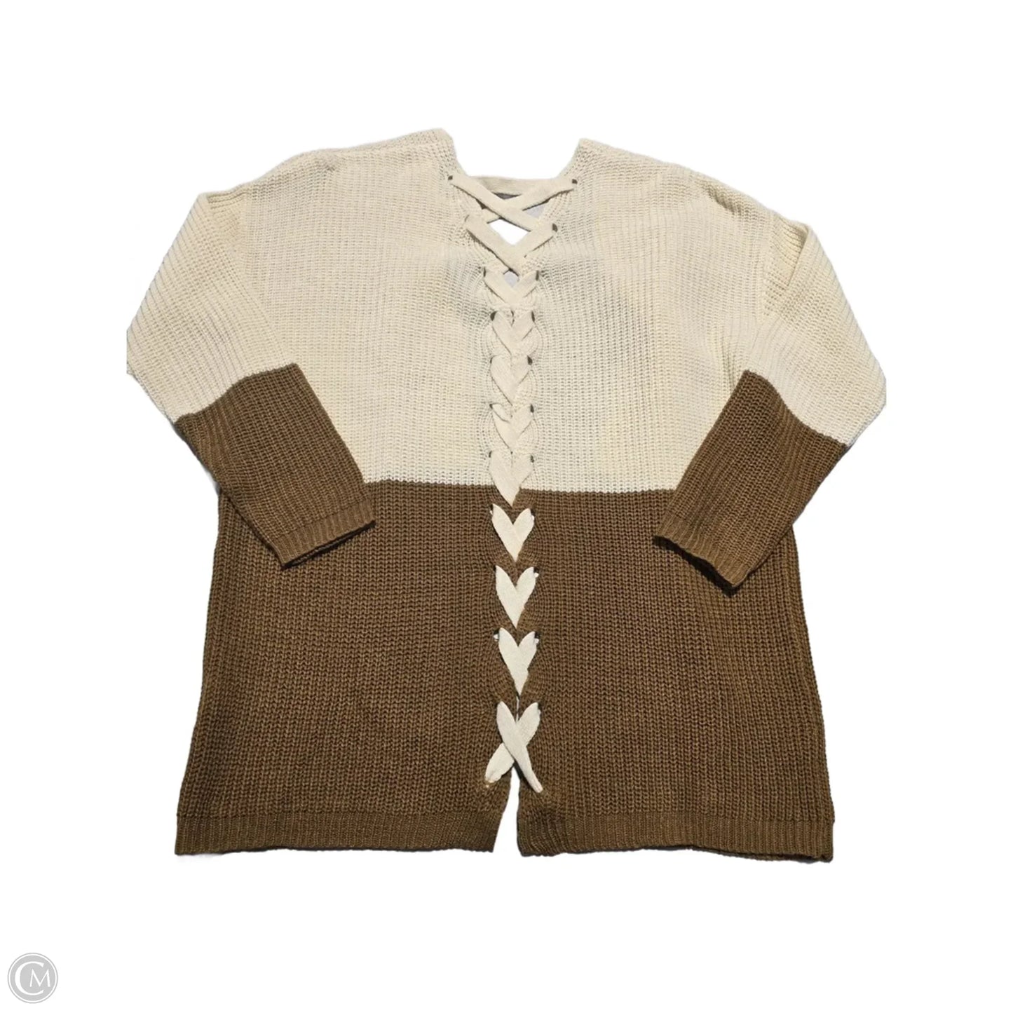 Cardigan By Blu Pepper In Brown & Cream, Size: S