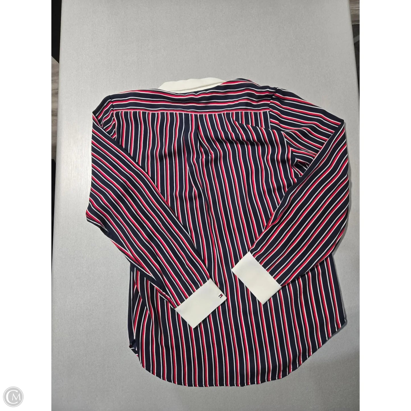 Blouse Long Sleeve By Tommy Hilfiger In Striped Pattern, Size: L